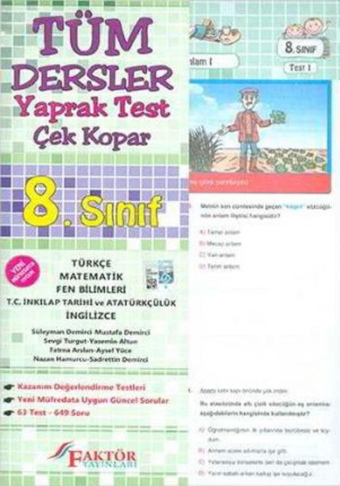 Faktör 8.Sınıf Tüm Dersler Yaprak Test Çek Kopar