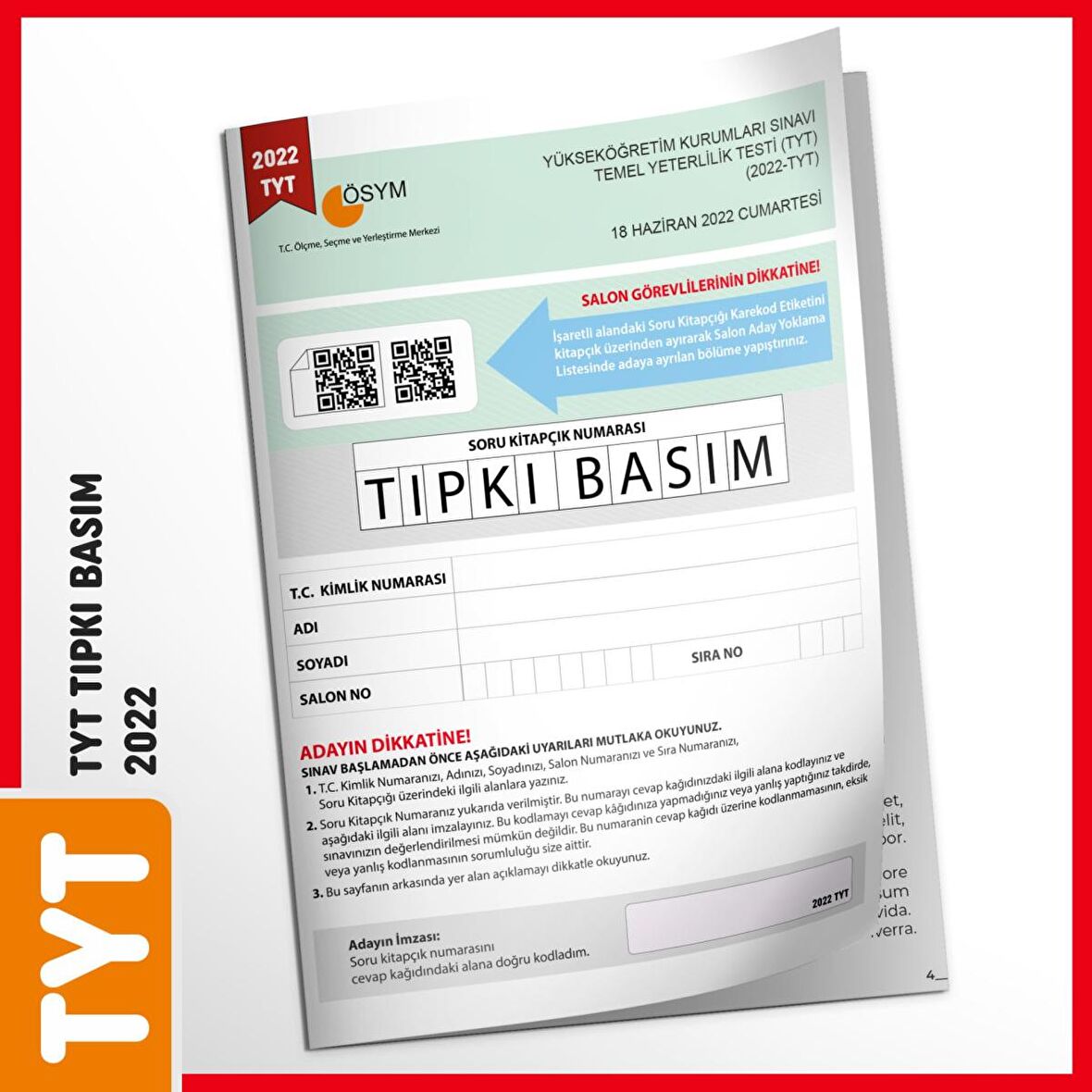 TYT 2022 ÖSYM Tıpkı Basım Türkiye Geneli Dijital Çözümlü Soru Kitapçığı