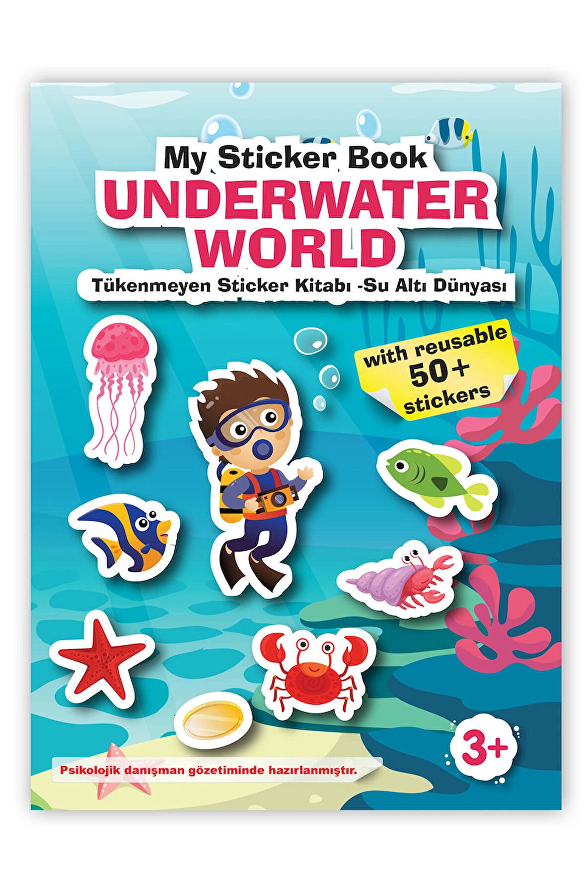 MY STİCKER BOOK '' UNDERWATER WORLD'' , TÜKENMEYEN STİCKER KİTABI SU ALTI DÜNYASI