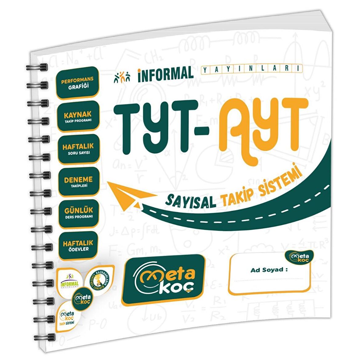 2022 TYT-AYT İnformal Yayınları Meta Koç SAYISAL Öğrenci Takip Sistemi (Spiral Sırtlı)