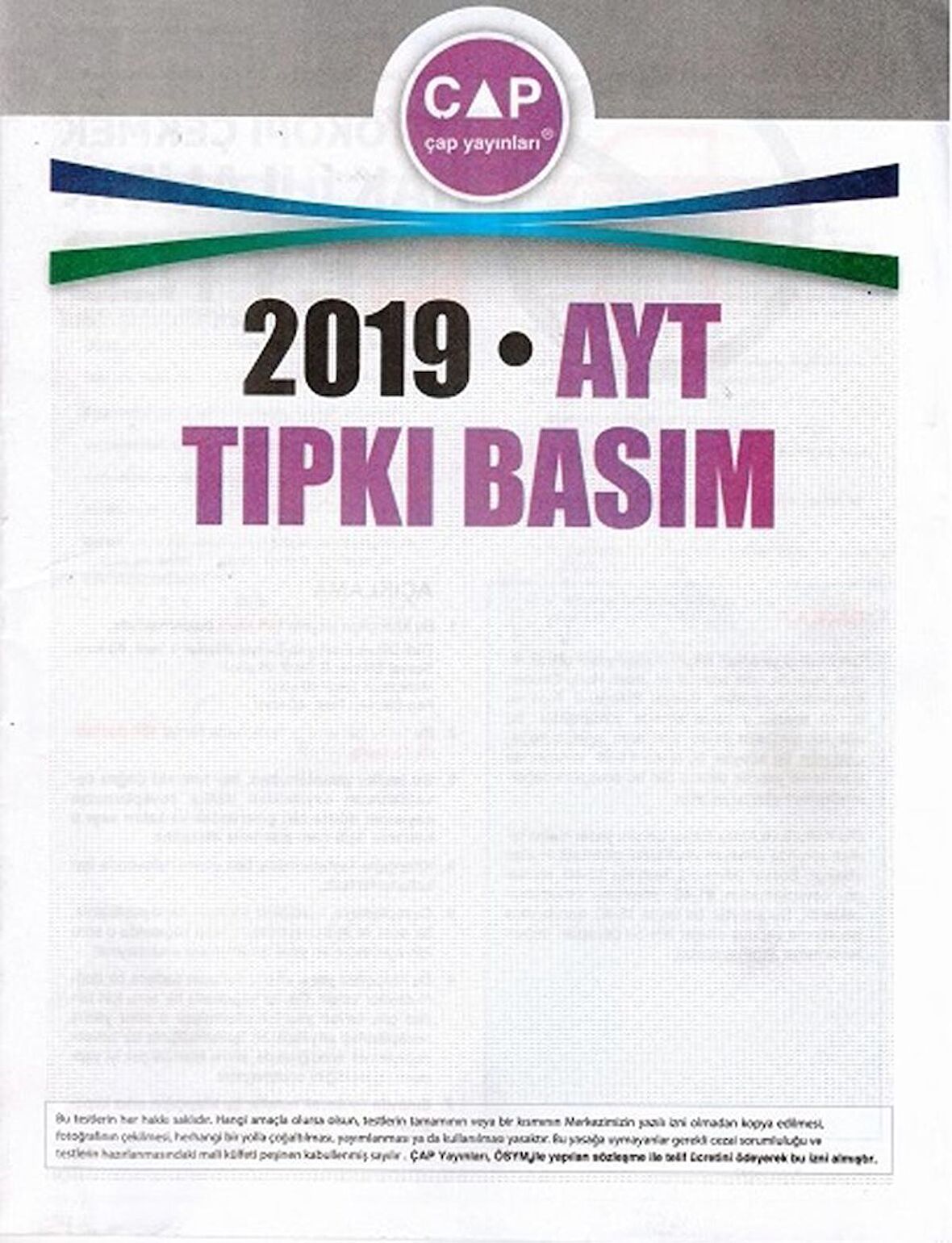 2019 AYT Tıpkı Basım