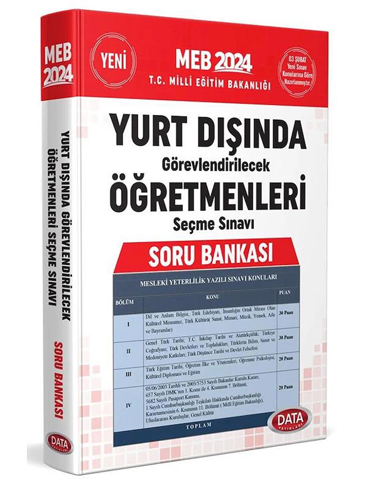 Data 2024 MEB Yurt Dışında Görevlendirilecek Öğretmenleri Seçme Sınavı Soru Bankası Data Yayınları