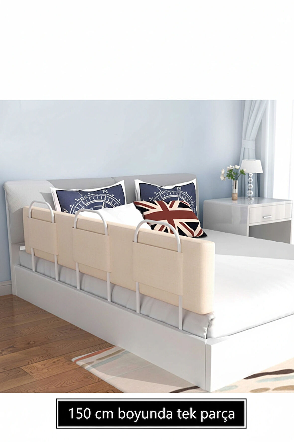  PRO Yumuşak Bebek Güvenlik Yatak Bariyeri Yatak Korkuluğu 150 Cm Tek Parça