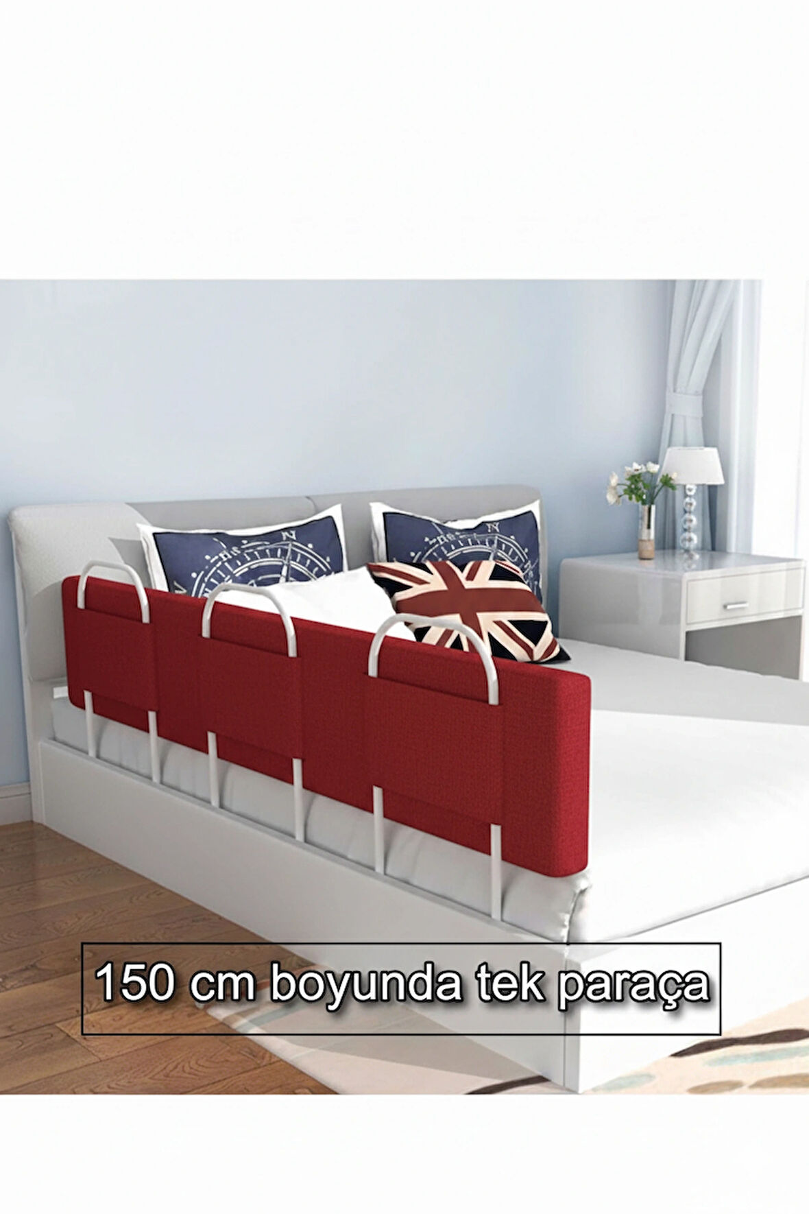  PRO Yumuşak Bebek Güvenlik Yatak Bariyeri Yatak Korkuluğu 150 Cm Tek Parça