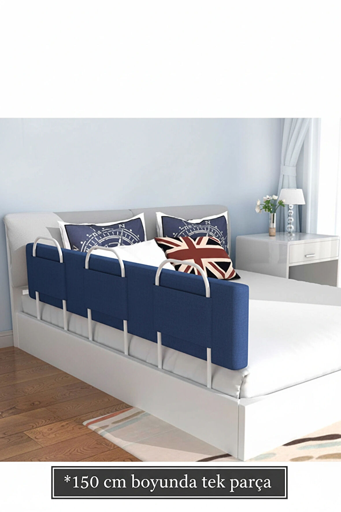  PRO Yumuşak Bebek Güvenlik Yatak Bariyeri Yatak Korkuluğu 150 Cm Tek Parça