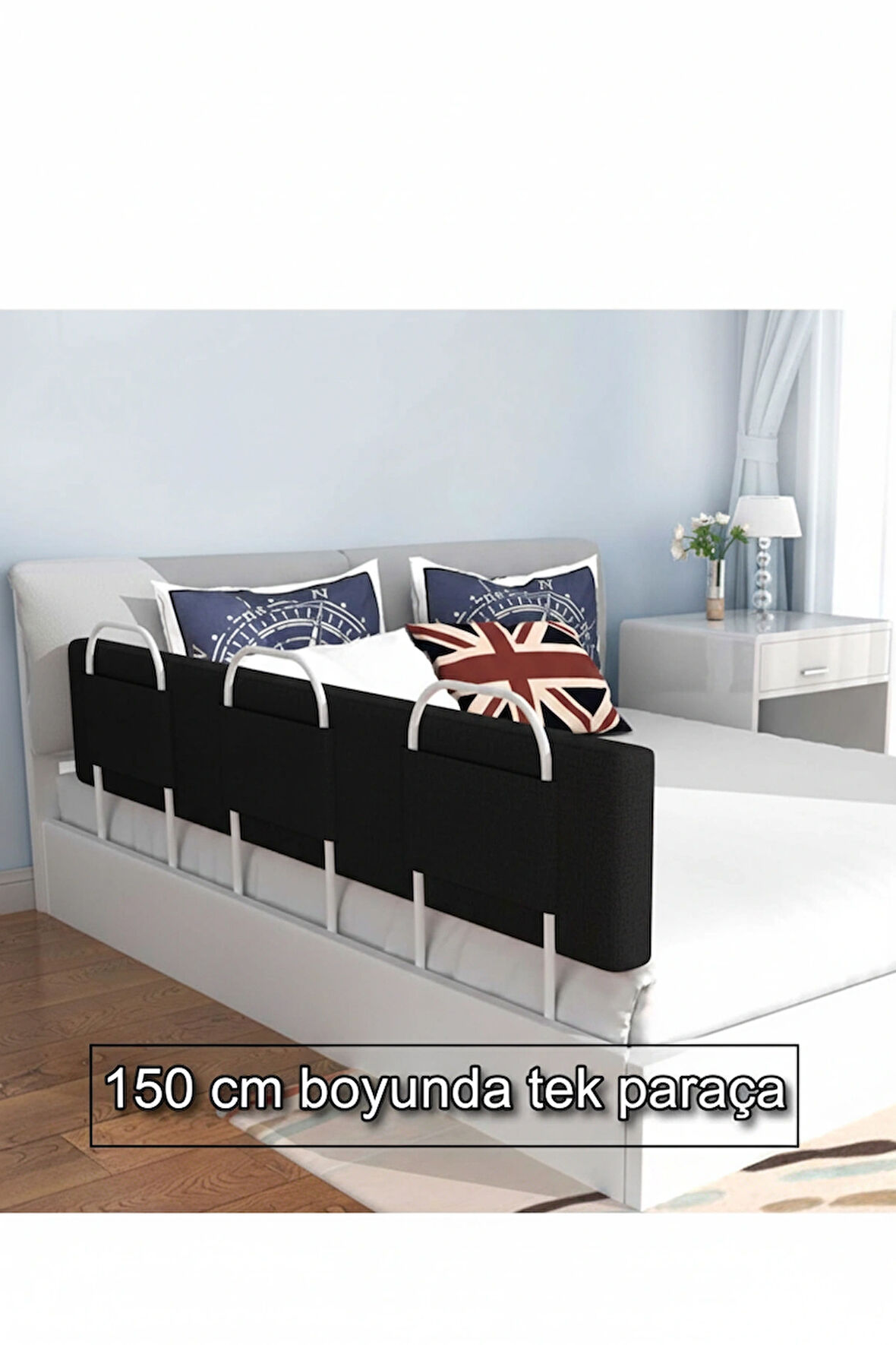  PRO Yumuşak Bebek Güvenlik Yatak Bariyeri Yatak Korkuluğu 150 Cm Tek Parça