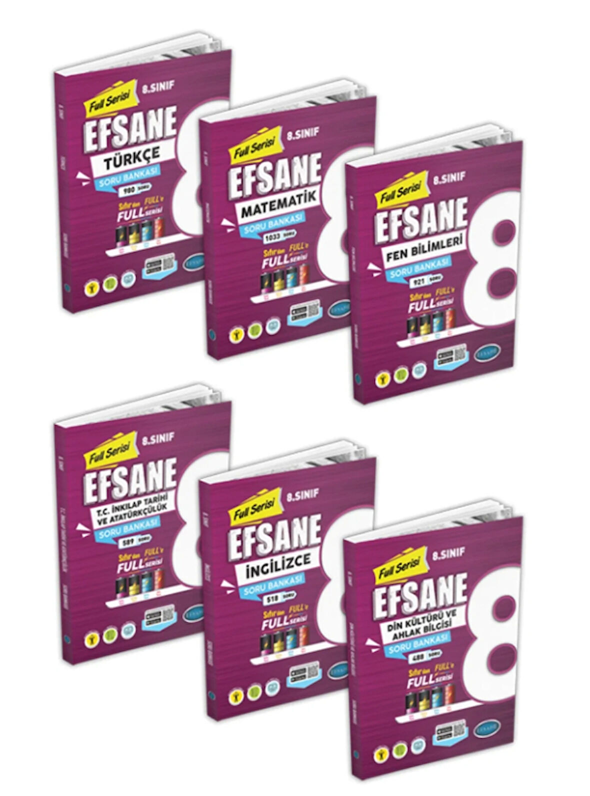  8.Sınıf Efsane Tüm Dersler Soru Seti (4550 Soru) 6 Kitap