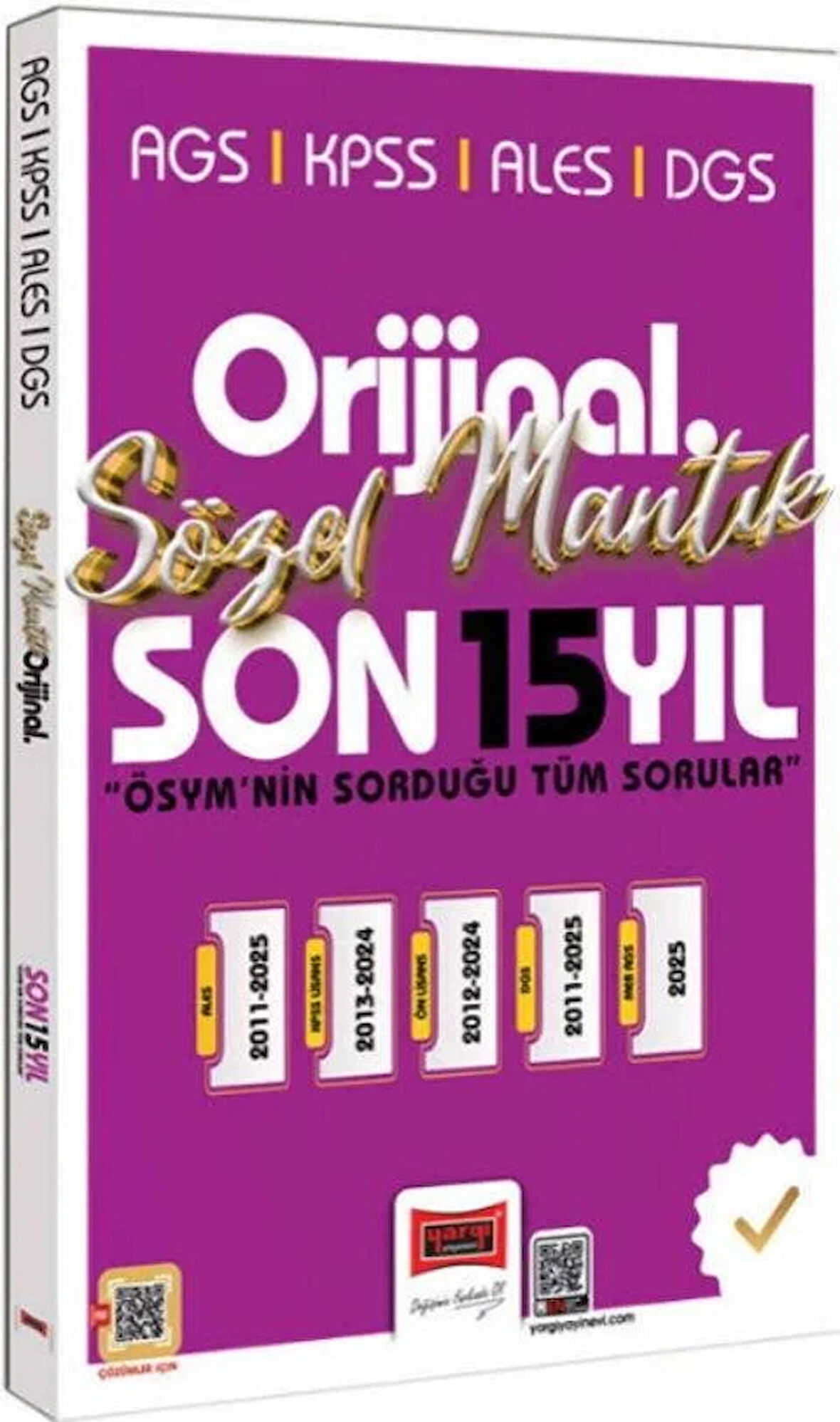 Yargı Yayınları 2026 KPSS AGS ALES DGS Orijinal Sözel Mantık Son 15 Yıl Çıkmış Sorular