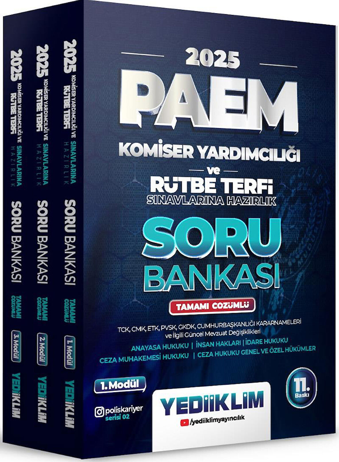 Yediiklim 2025 PAEM Komiser Yardımcılığı ve Rütbe Terfi Sınavlarına Hazırlık Modüler Set Tamamı Çözümlü Soru Bankası 3 Modül