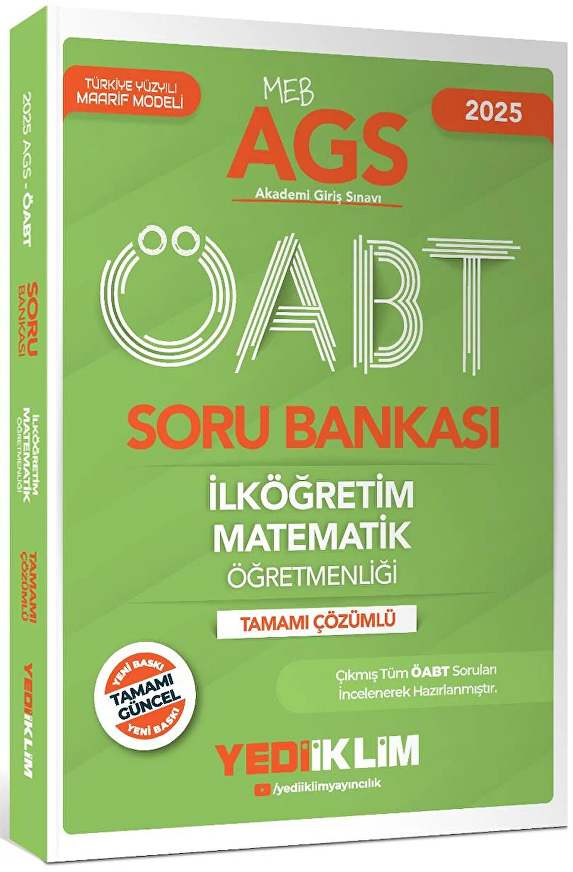 Yediiklim 2025 MEB AGS ÖABT İlköğretim Matematik Öğretmenliği Tamamı Çözümlü Soru Bankası