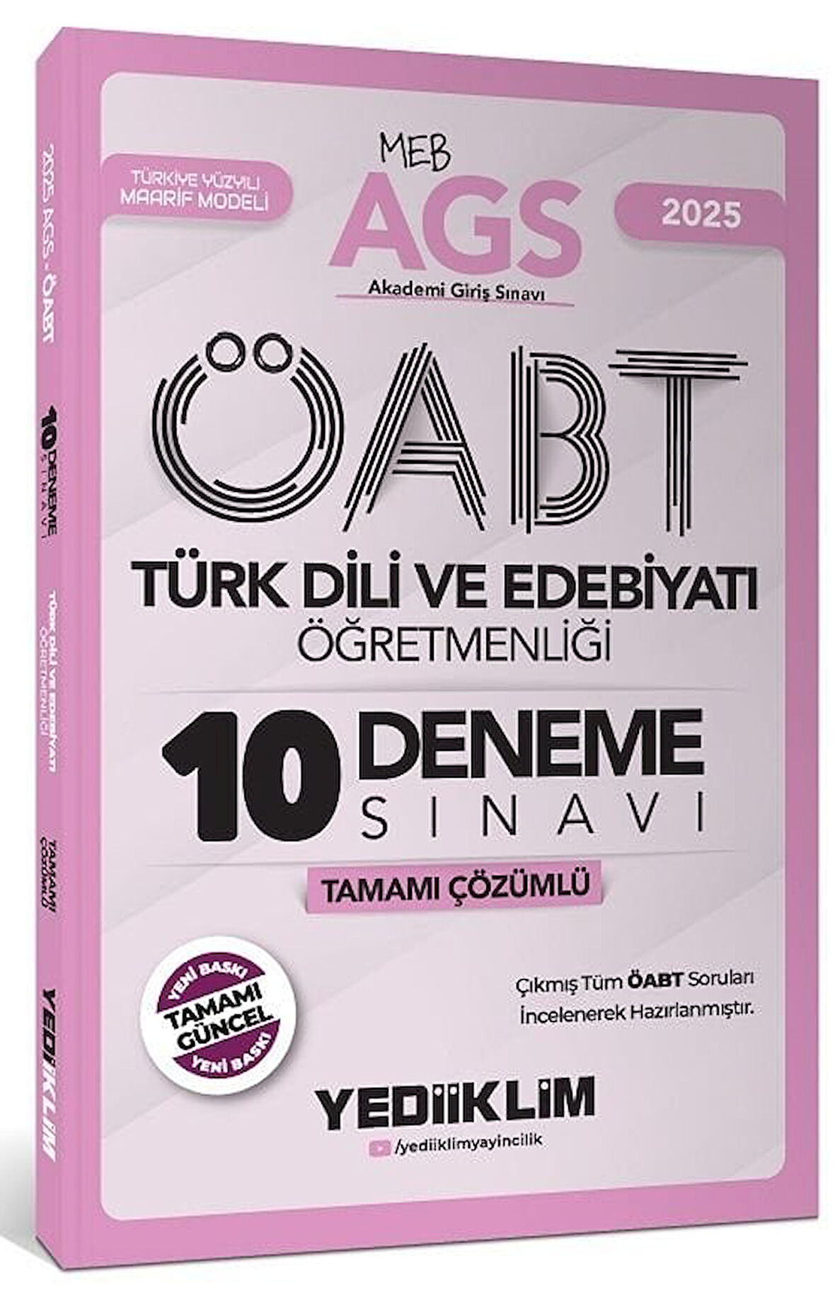 Yediiklim 2025 ÖABT MEB-AGS Türk Dili ve Edebiyatı 10 Deneme Çözümlü Yediiklim Yayınları