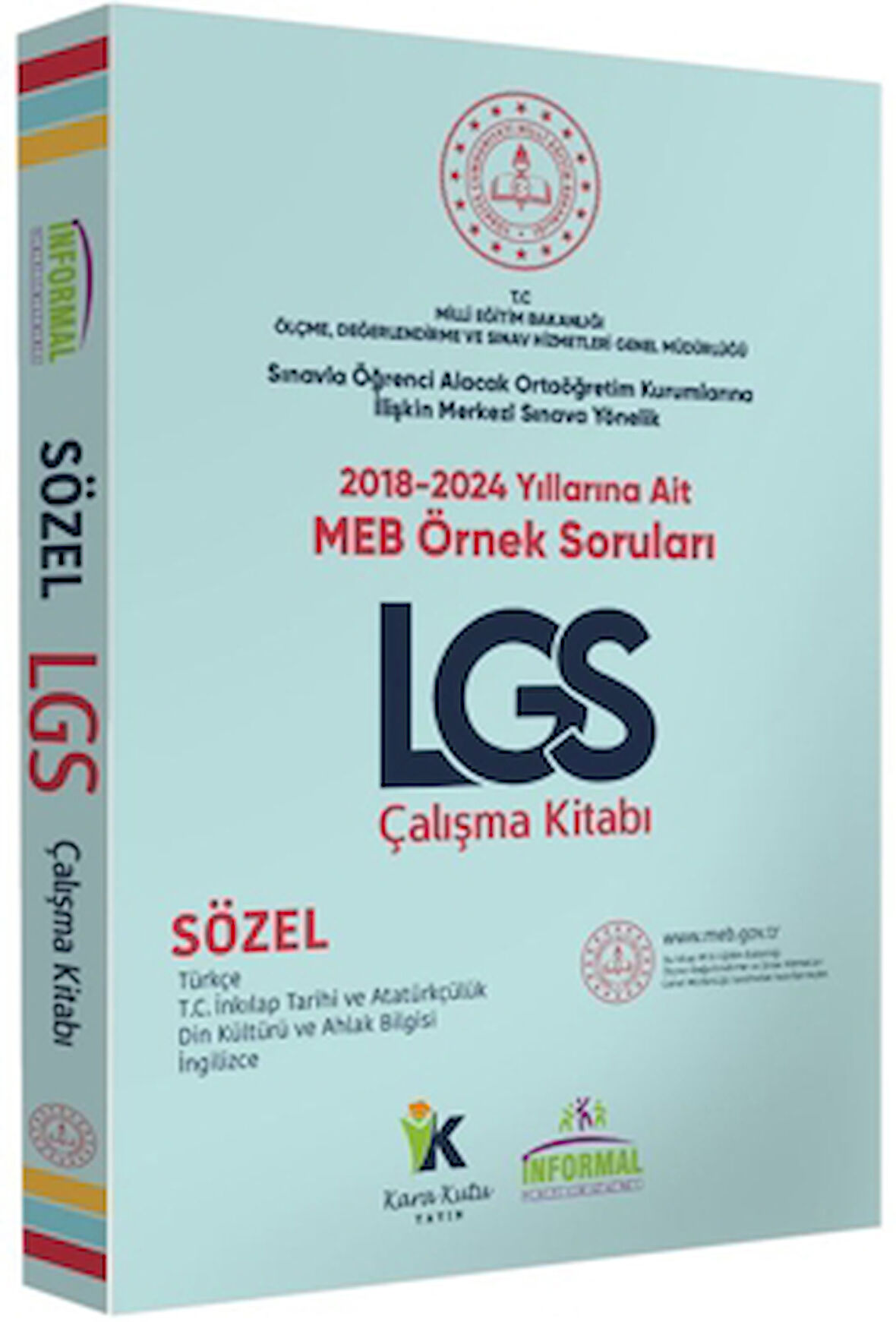 MEB Örnek Soruları LGS Sözel Çalışma Kitabı 8.Sınıf Türkçe-Tarih-Din-İngilizce Renkli Baskı A4 Ebat