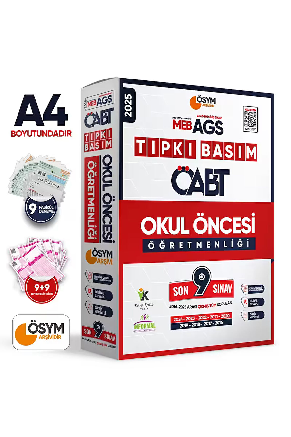 2025 MEB-AGS ÖABT OKUL ÖNCESİ Öğretmenliği ÖSYM Tıpkı Basım 9lu Deneme Paketi Türkiye Geneli
