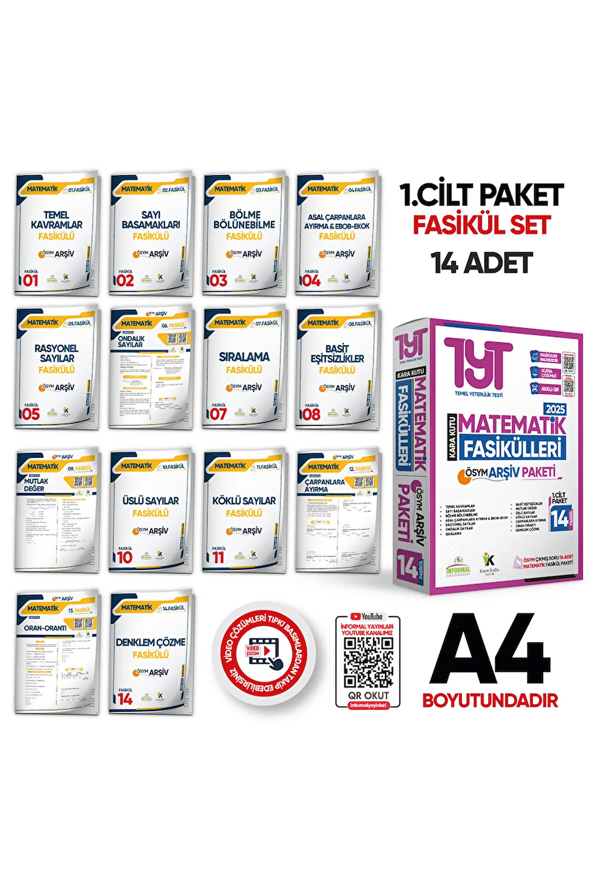2025 YKS-TYT MATEMATİK Kara Kutu 1.Cilt Fasikül SETİ (14lü) ÖSYM Çıkmış Soru Bankası Çözümlü PAKET