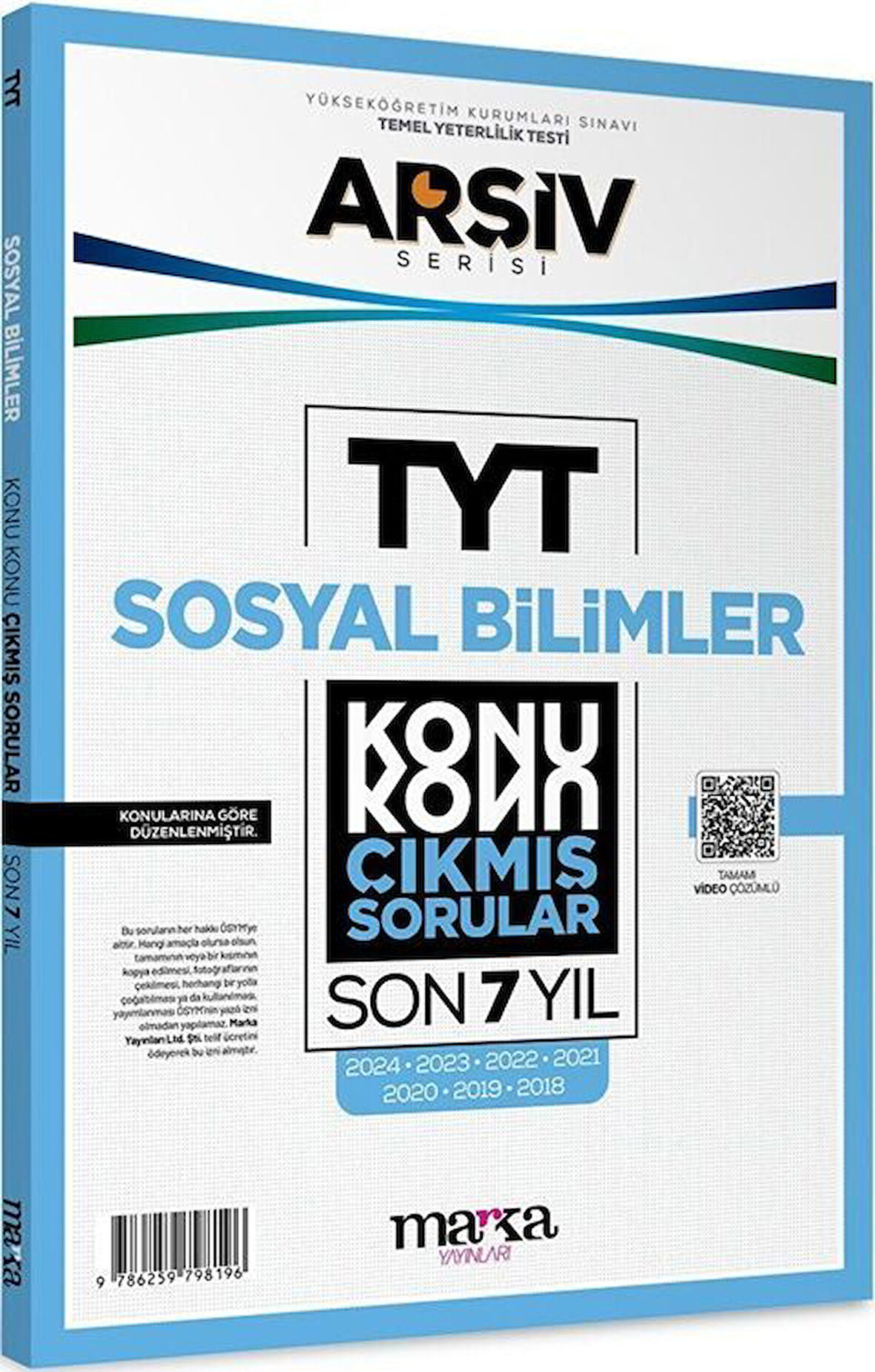 Marka Yayınları TYT Sosyal Bilimler ARŞİV Serisi Konu Konu Son 7 Yıl Çıkmış Sorular