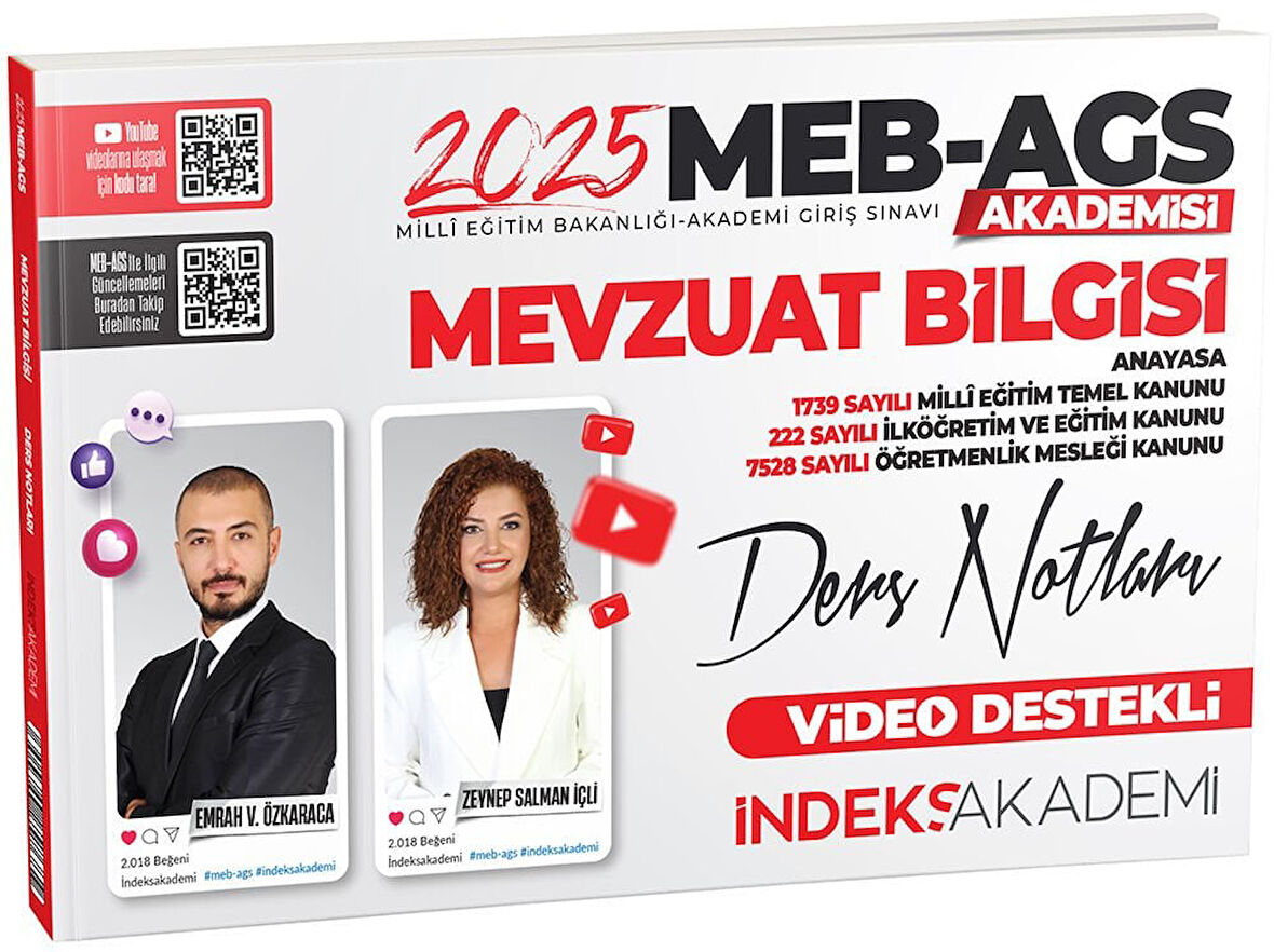 İndeks Akademi 2025 MEB-AGS Akademisi Mevzuat Bilgisi Video Ders Notları