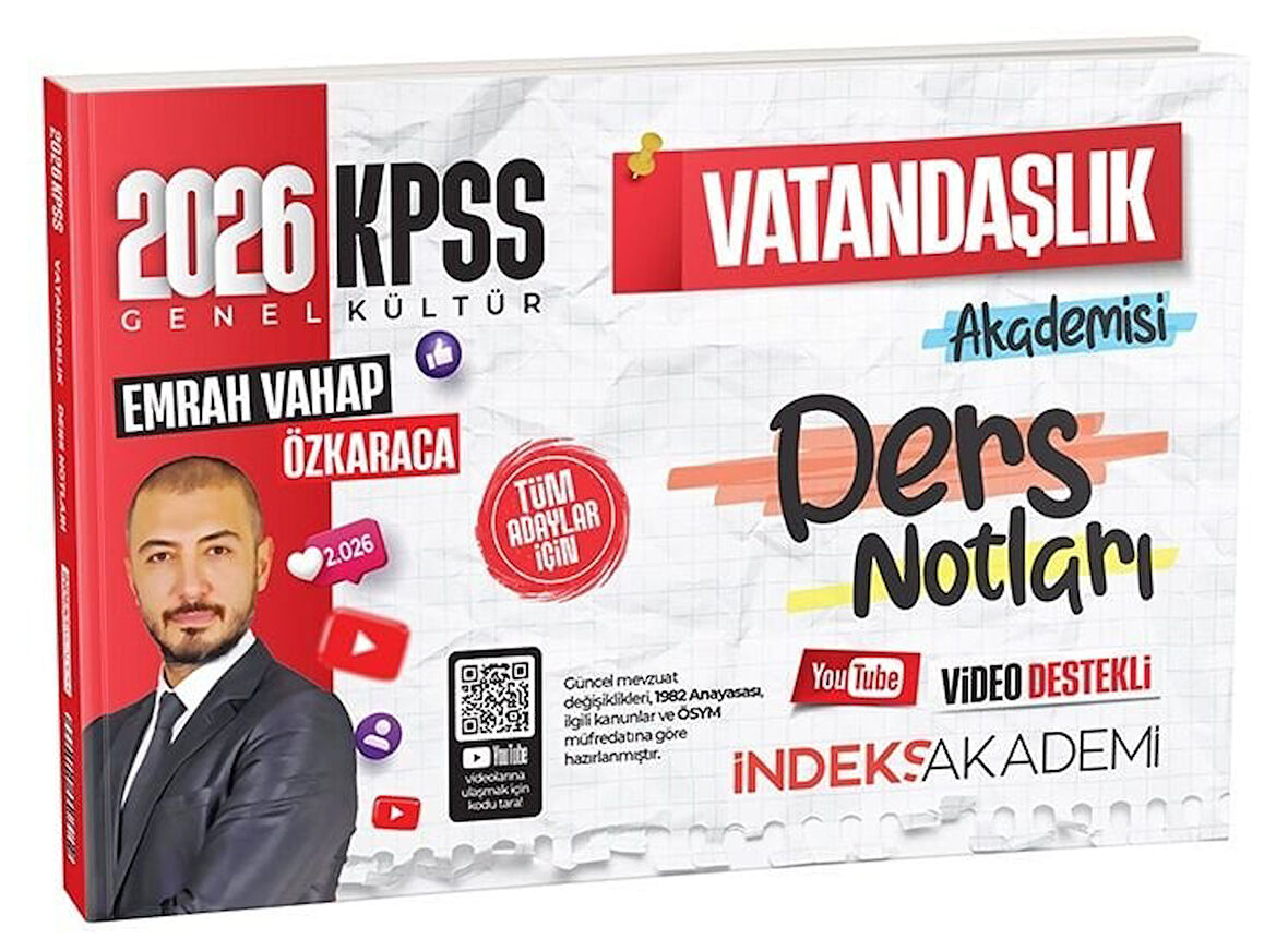 İndeks Akademi 2026 KPSS Vatandaşlık Akademisi Video Ders Notları - Emrah Vahap Özkaraca İndeks Akademi Yayıncılık