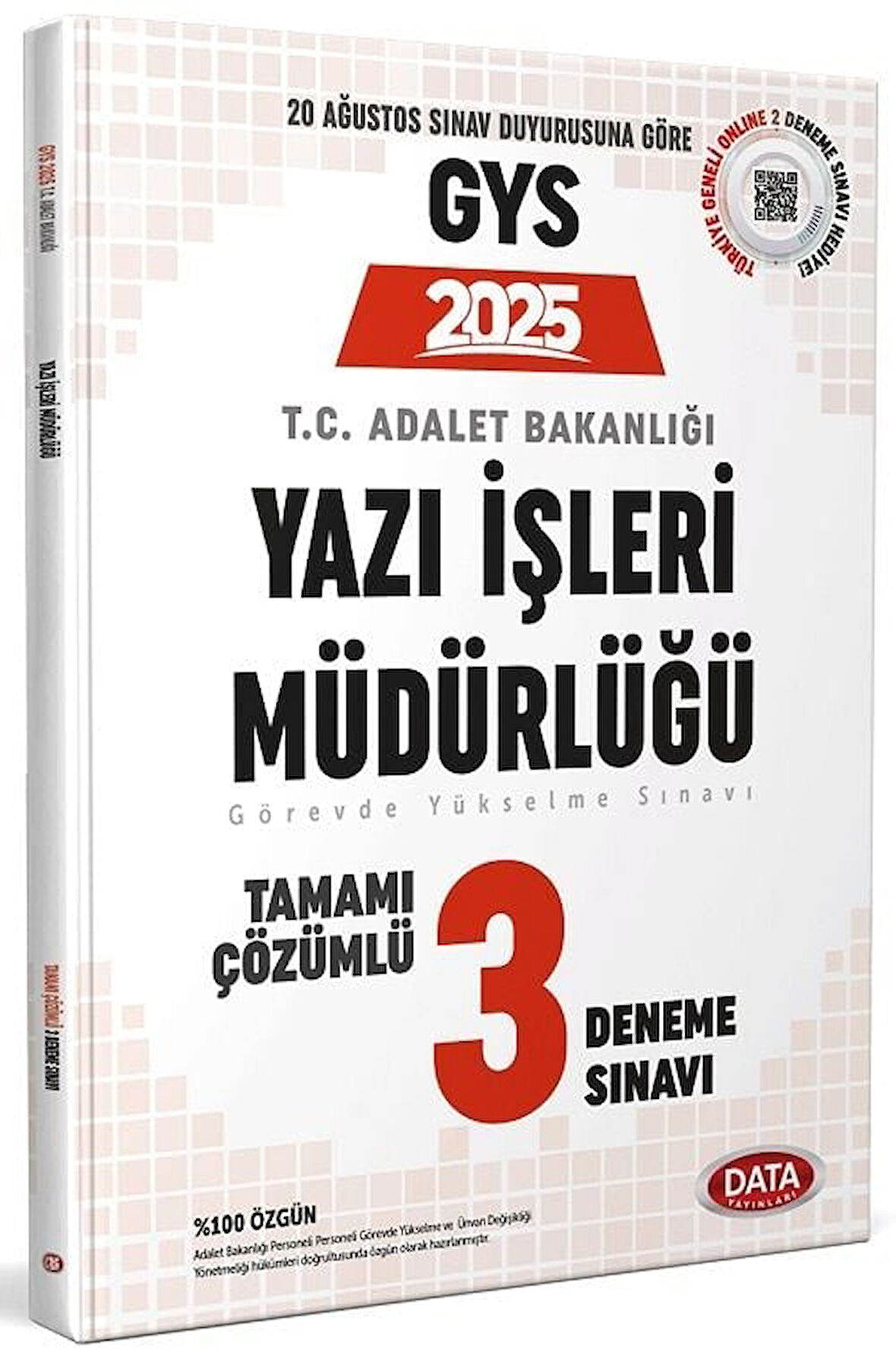 Data 2025 GYS Adalet Bakanlığı Yazı İşleri Müdürlüğü 3 Deneme Çözümlü Görevde Yükselme Data Yayınları
