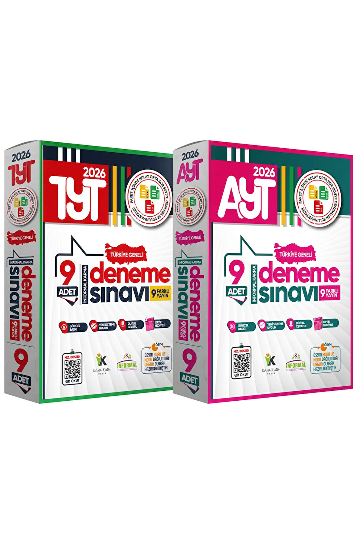 2026 YKS TYT-AYT Türkiye Geneli Kurumsal 18li (9+9) Paket Deneme Sınavı Dijital Cevaplı