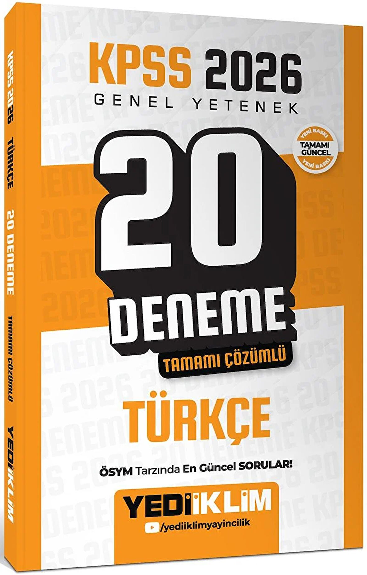Yediiklim Yayınları KPSS 2026 Genel Yetenek Türkçe Tamamı Çözümlü 20 Deneme