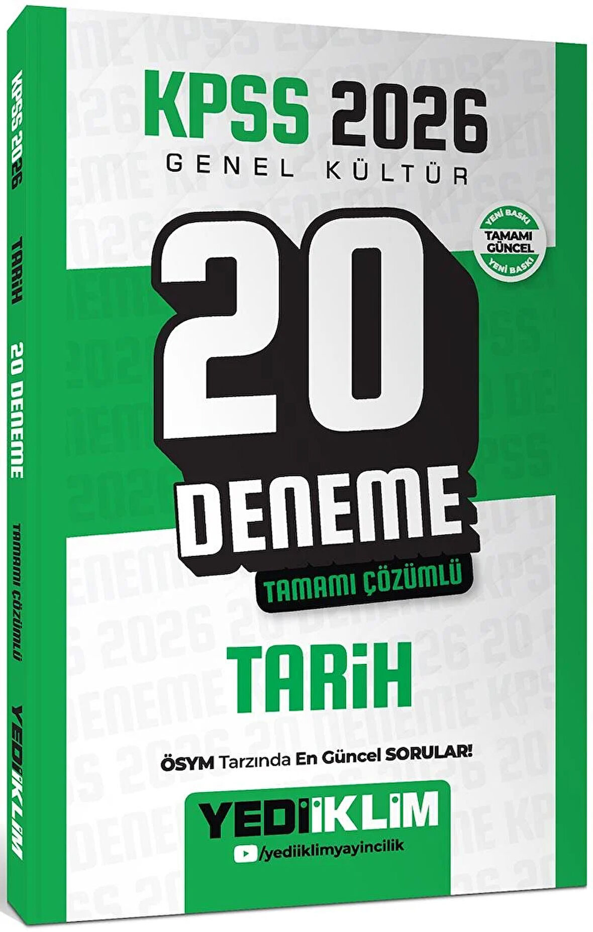 Yediiklim Yayınları KPSS 2026 Genel Kültür Tarih Tamamı Çözümlü 20 Deneme