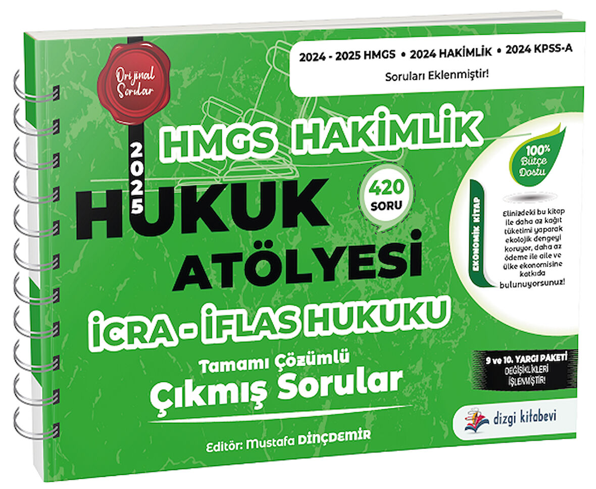 Dizgi Kitap 2025 Hukuk Atölyesi HMGS Hakimlik İcra İflas Hukuku Çıkmış Sorular Çözümlü - Mustafa Dinçdemir Dizgi Kitap