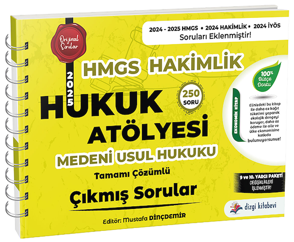 Dizgi Kitap 2025 Hukuk Atölyesi HMGS Hakimlik Medeni Usul Hukuku Çıkmış Sorular Çözümlü - Mustafa Dinçdemir Dizgi Kitap