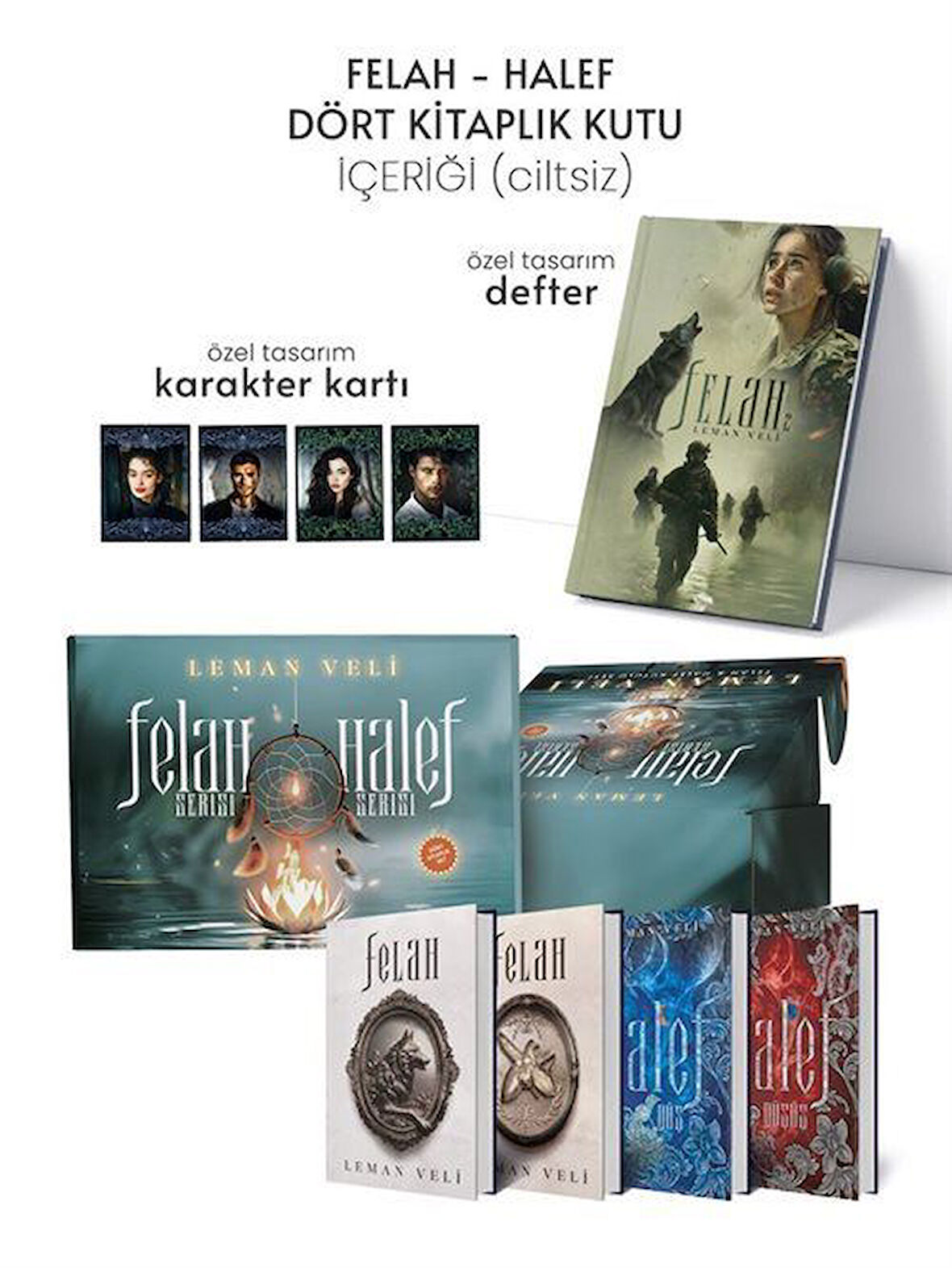 Halef ve Felah 4 Kitaplık Hediyeli Özel Kutu (Karton Kapak) / Leman Veli
