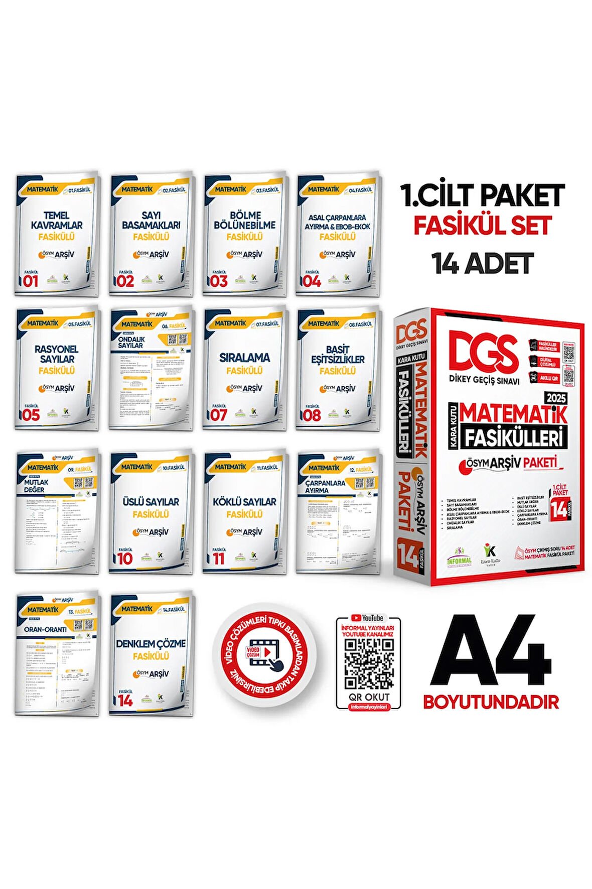 2025 DGS MATEMATİK Kara Kutu 1.Cilt Fasikül SETİ (14lü) ÖSYM Çıkmış Soru Bankası Çözümlü PAKET