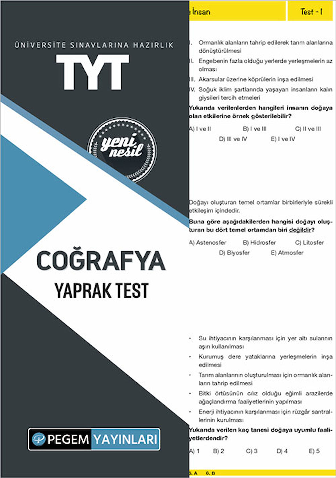 TYT Coğrafya Yaprak Test