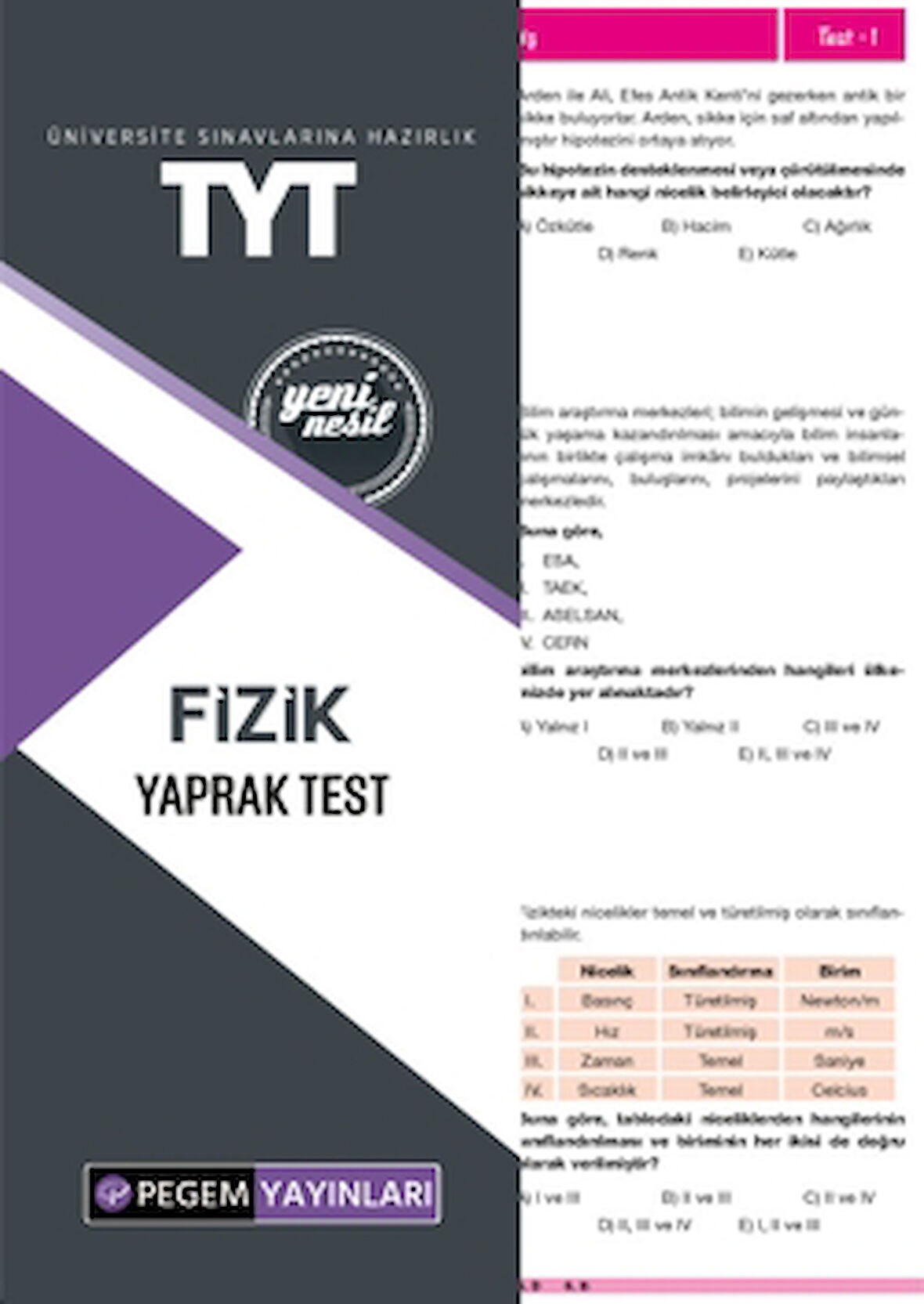 TYT Fizik Yaprak Test