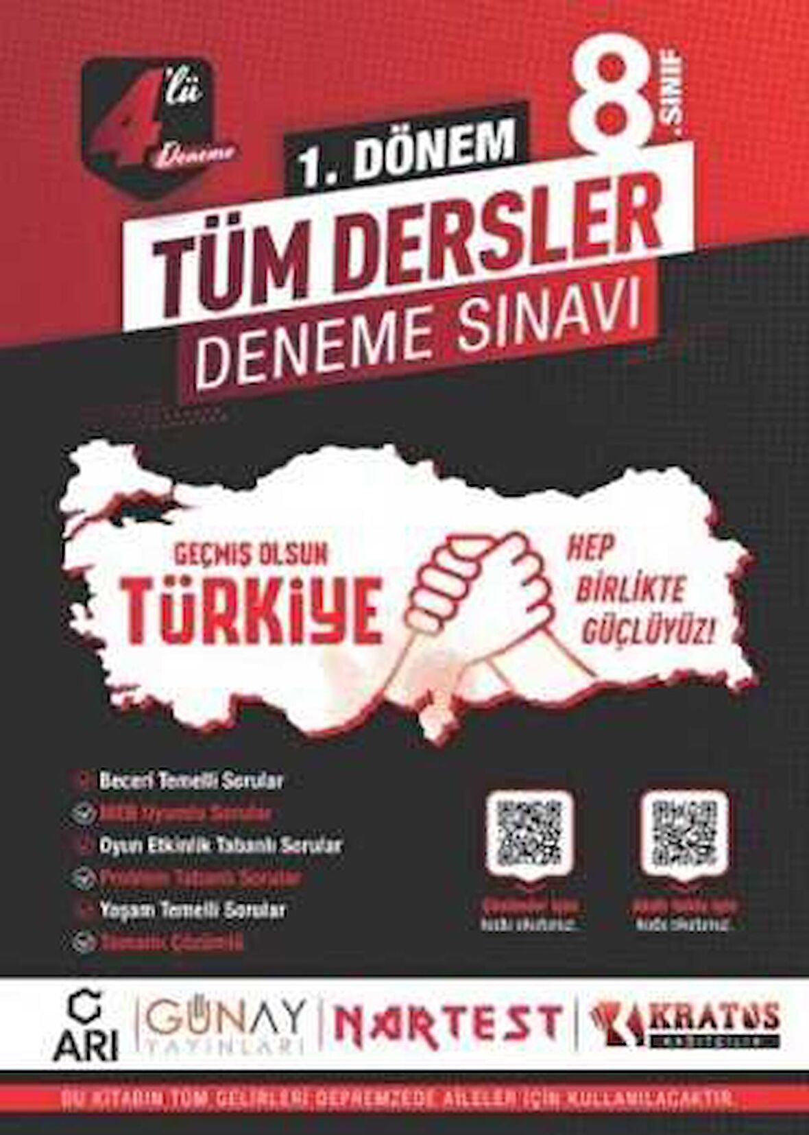 8. Sınıf 1. Dönem 4’Lü Tüm Dersler Deneme Sınavı