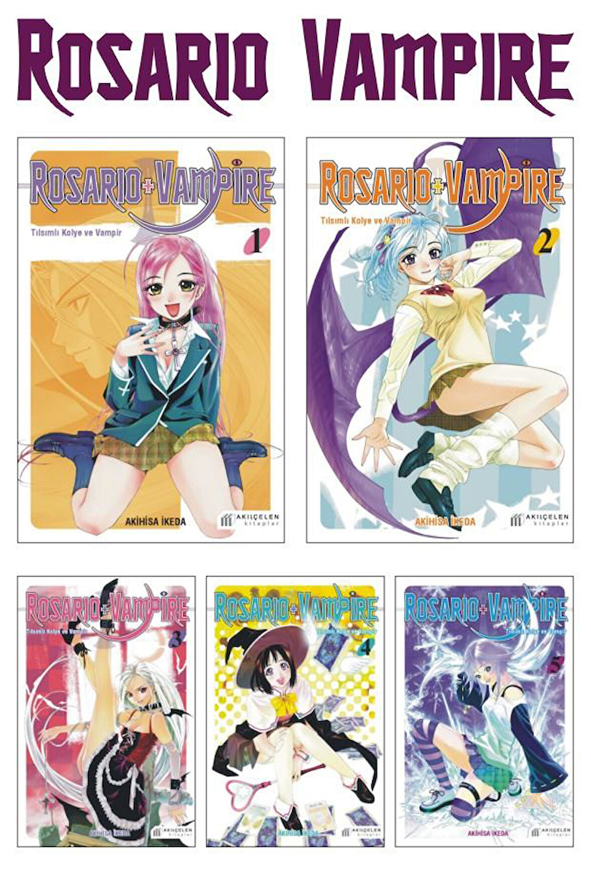 Rosario + Vampire - Tılsımlı Kolye Ve Vampir 1-2-3-4-5 Manga Seti - Akihisa İkeda