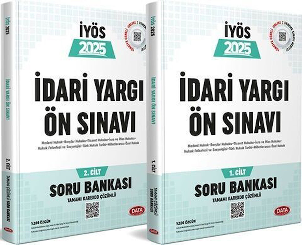 2025 İdari Yargı Ön Sınavı Tamamı Çözümlü Soru Bankası 1 - 2 Cilt Data Yayınları