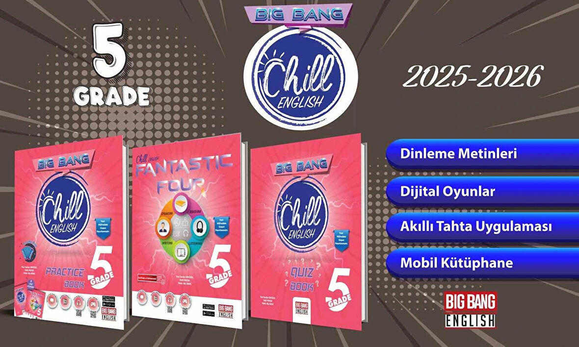 Big Bang 5. Sınıf Chill English Practice Book Fantastic Four Quiz Book Ünite Afişleri Yeni