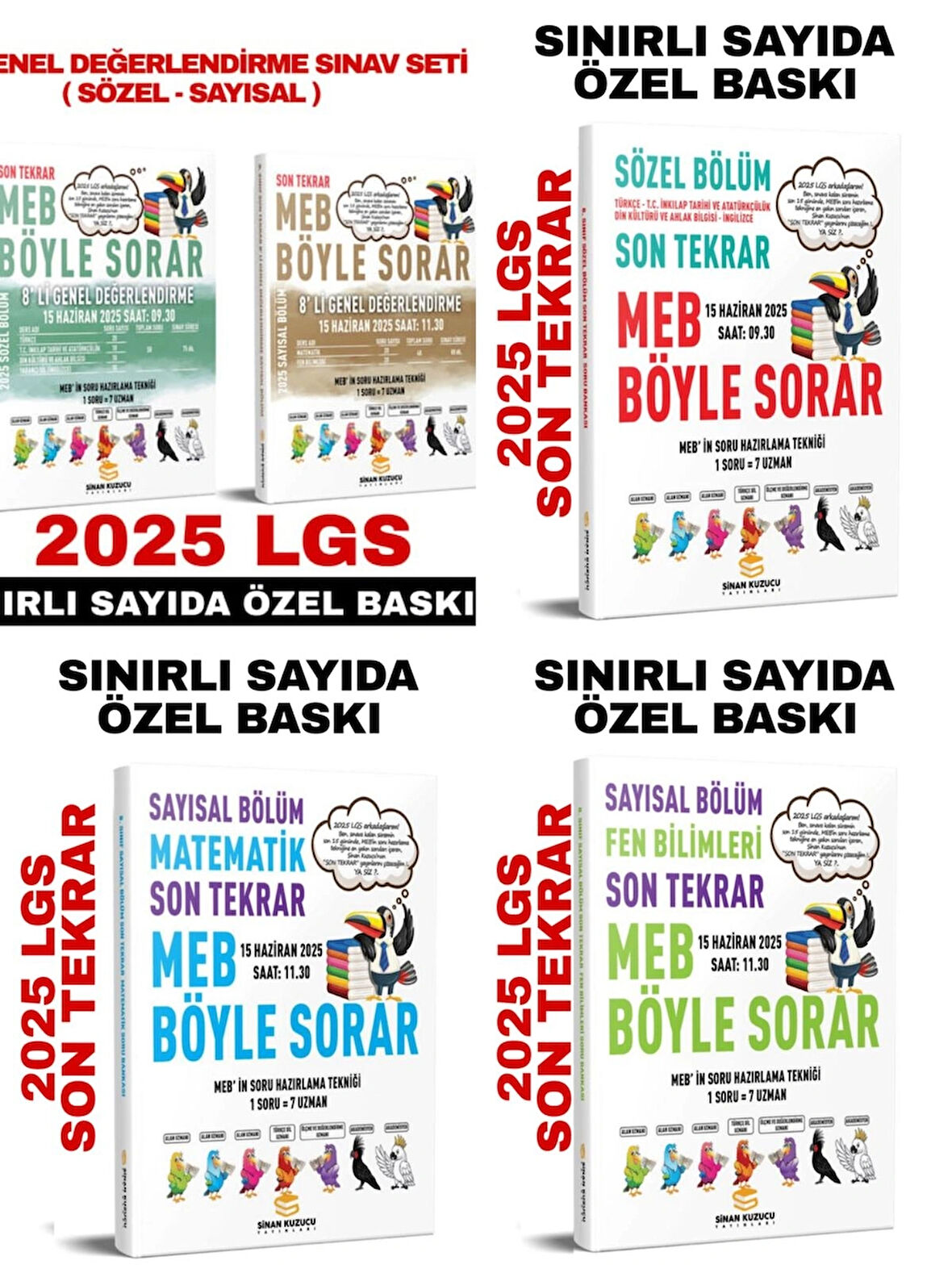 2025 LGS son tekrar 8'li genel değerlendirme sınav seti ve son tekrar sözel sayısal soru bankası