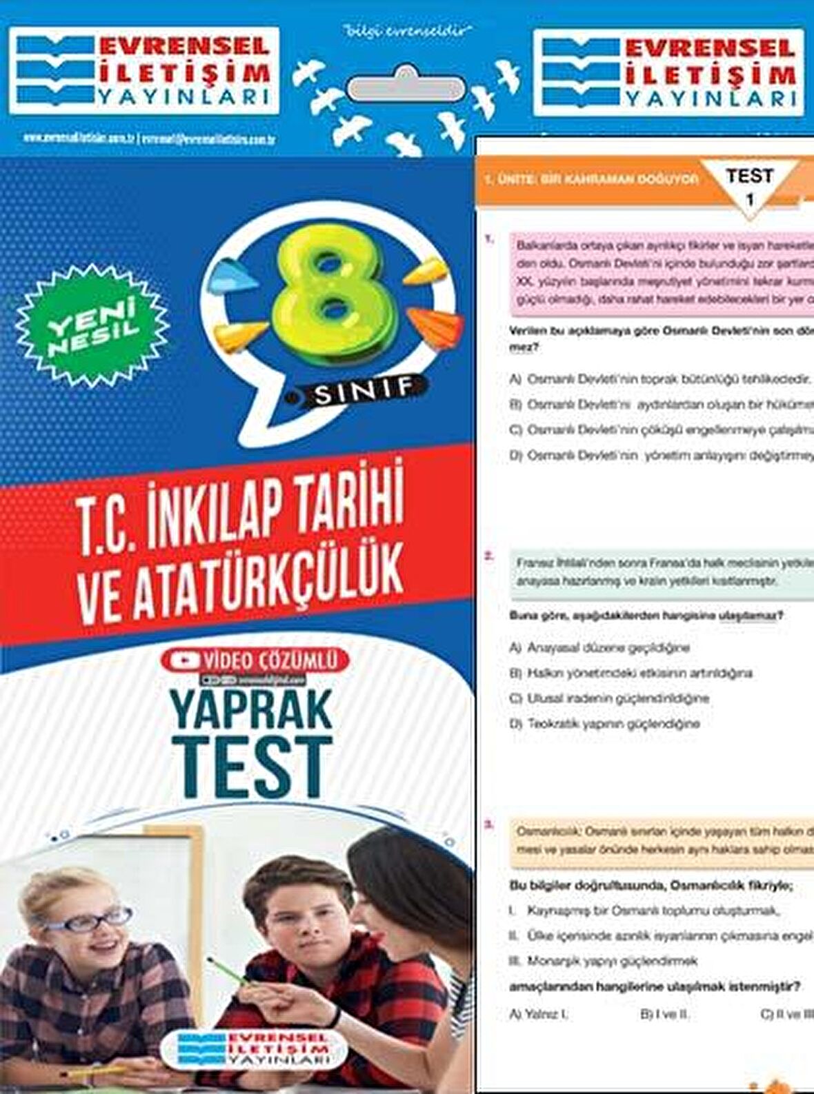 8. Sınıf T.C. İnkılap Tarihi ve Atatürkçülük Yeni Nesil Video Çözümlü Yaprak Test