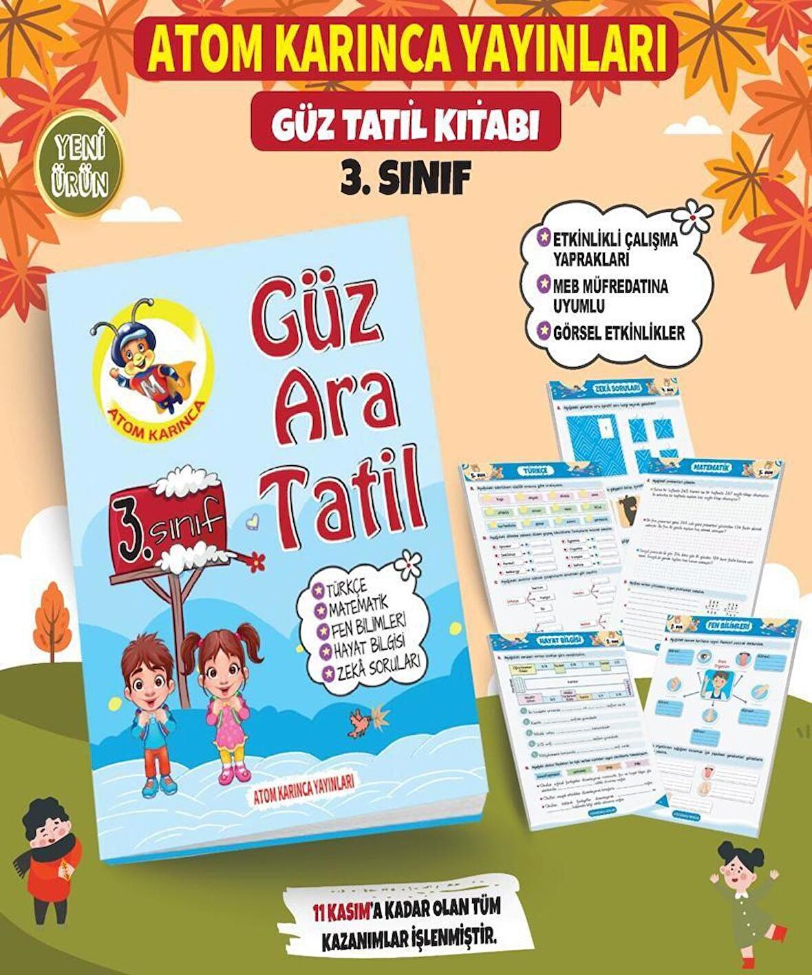 Atom Karınca 3. Sınıf Güz Ara Tatil Kitabı