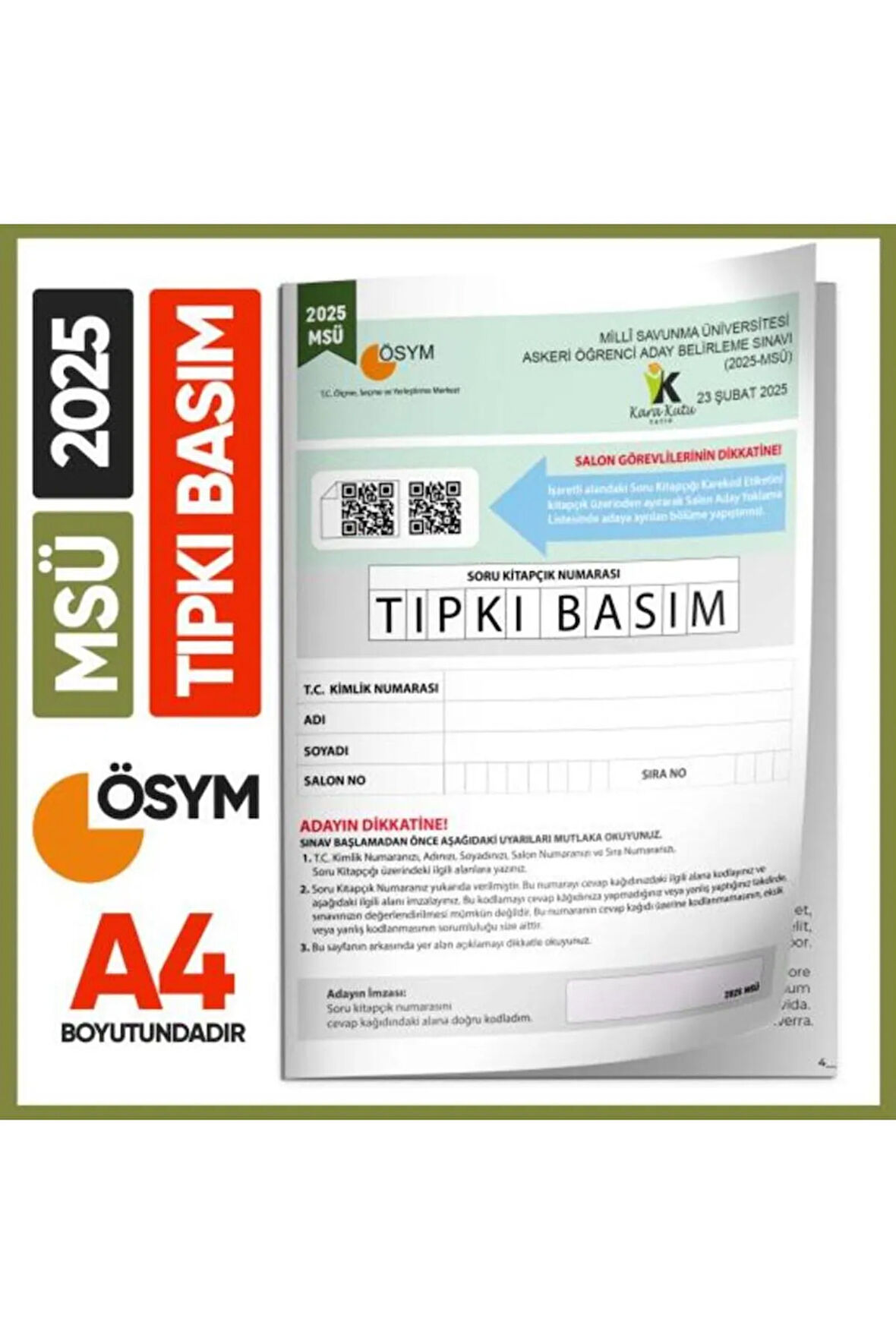 2025 MSÜ ÖSYM Tıpkı Basım Çıkmış Soru Deneme Kitapçığı PDF/Video Çözümlü Türkiye Geneli