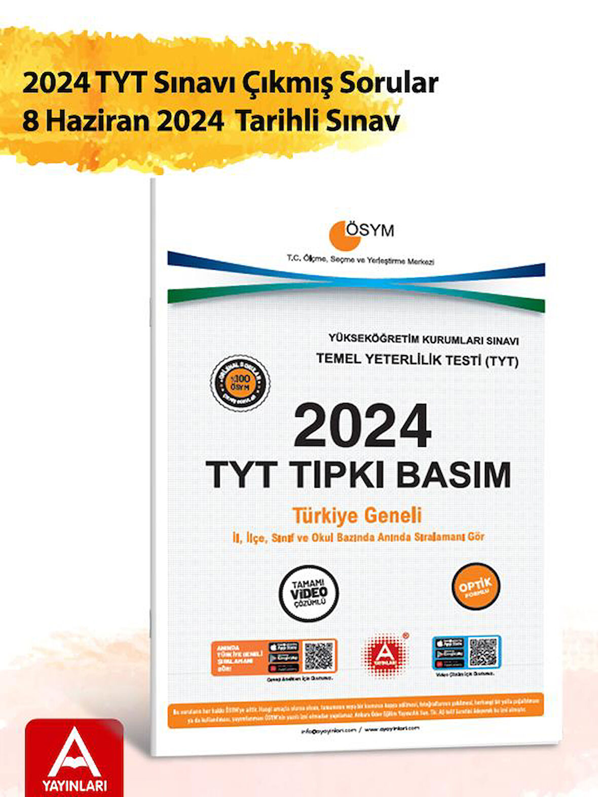 2024 TYT Çıkmış Sorular-Tıpkı Basım-Bire Bir ÖSYM-Tamamı Video Çözümlü