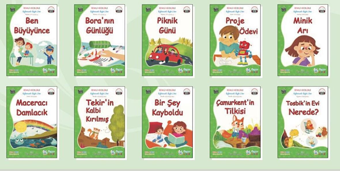 1.Sınıf Renkli Heceli EĞLENCELİ ÖYKÜLER Serisi - 10 Kitap +Değerlendirme Eki