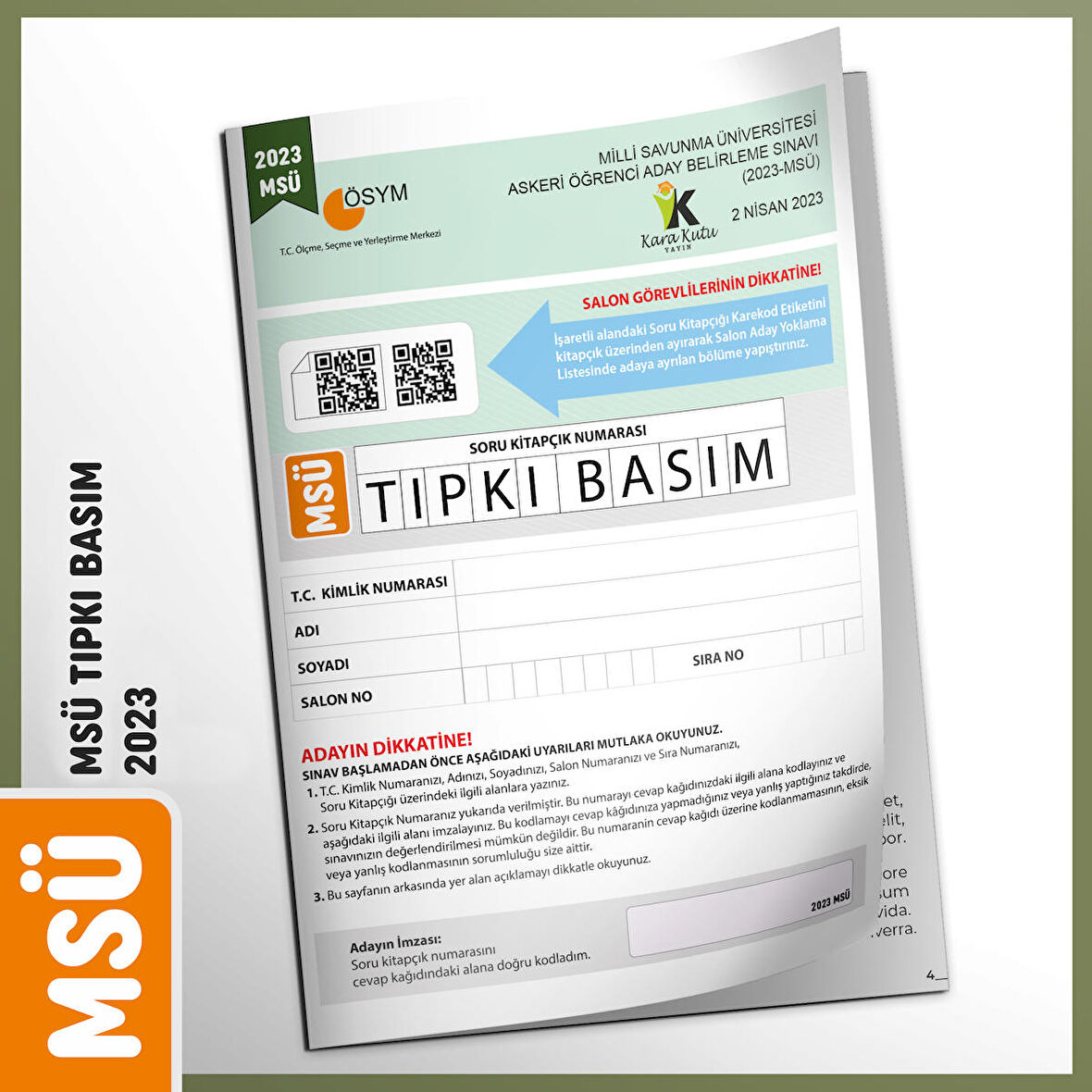 MSÜ 2023 ÖSYM Tıpkı Basım Türkiye Geneli Dijital Çözümlü Çıkmış Soru Kitapçığı