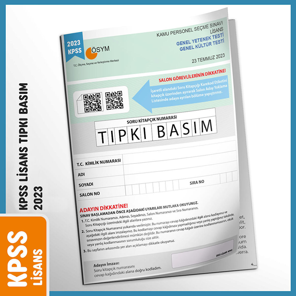 2024 KPSS Lisans GY-GK ÖSYM Çıkmış Soru Tıpkı Basım Türkiye Geneli D.Çözümlü Deneme Sınavı Kitapçığı