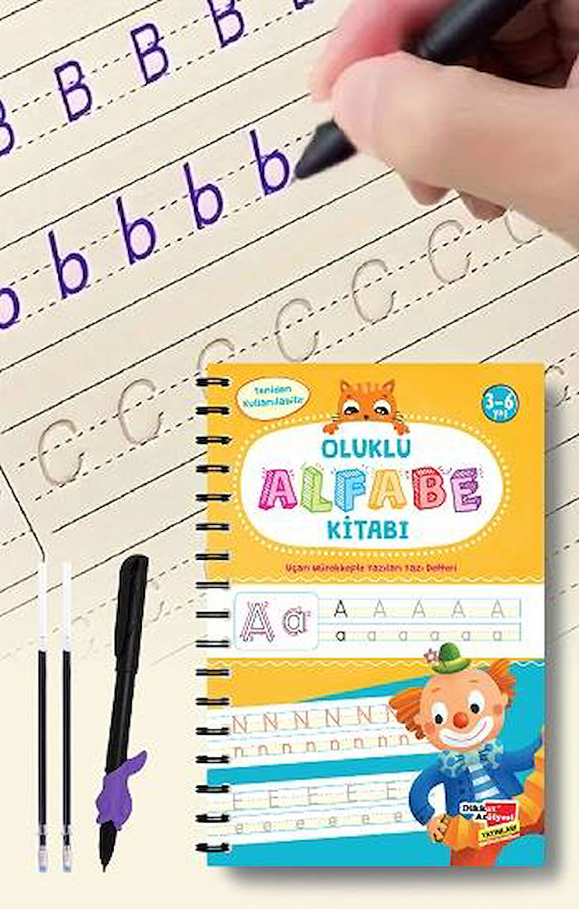 Alfabe Yazı Kitabı Sihirli Uçan Kalemli Oluklu (KABARTMALI) | Yazmayı Kolayca Öğreten Kitap