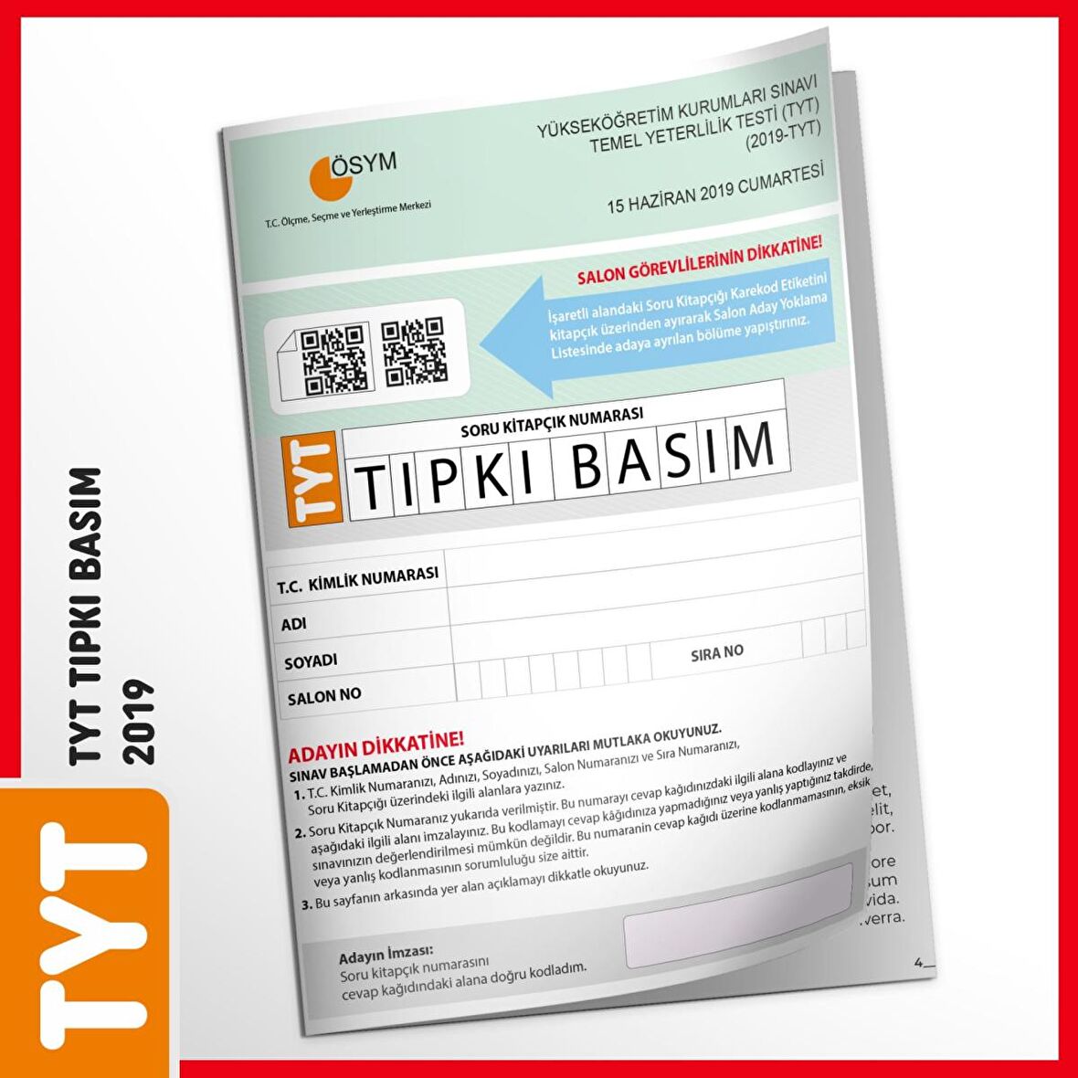 TYT 2019 ÖSYM Tıpkı Basım Türkiye Geneli Dijital Çözümlü Çıkmış Soru Kitapçığı