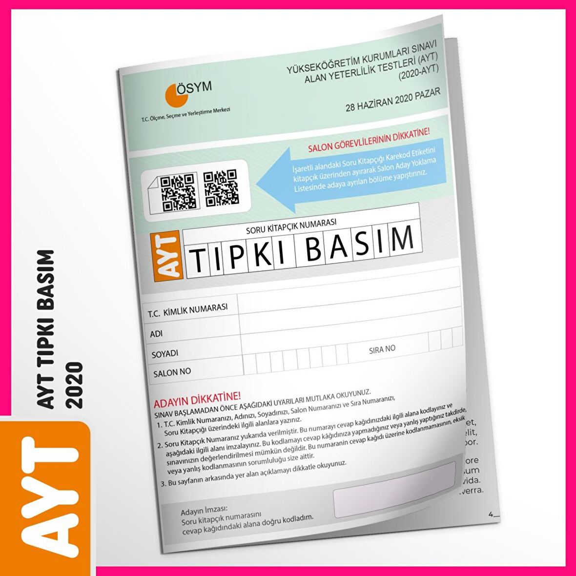 AYT 2020 ÖSYM Çıkmış Soru Tıpkı Basım Türkiye Geneli Dijital Çözümlü Deneme Sınavı