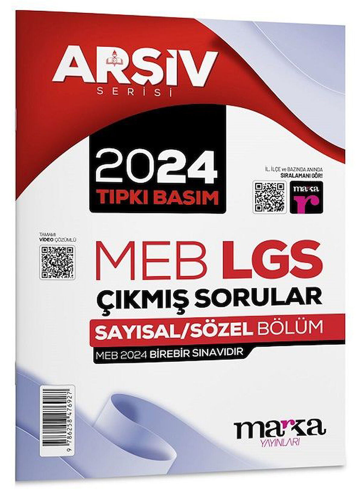 Marka 8. Sınıf LGS Arşiv Serisi 2024 Çıkmış Sorular Çözümlü Tıpkı Basım Marka Yayınları