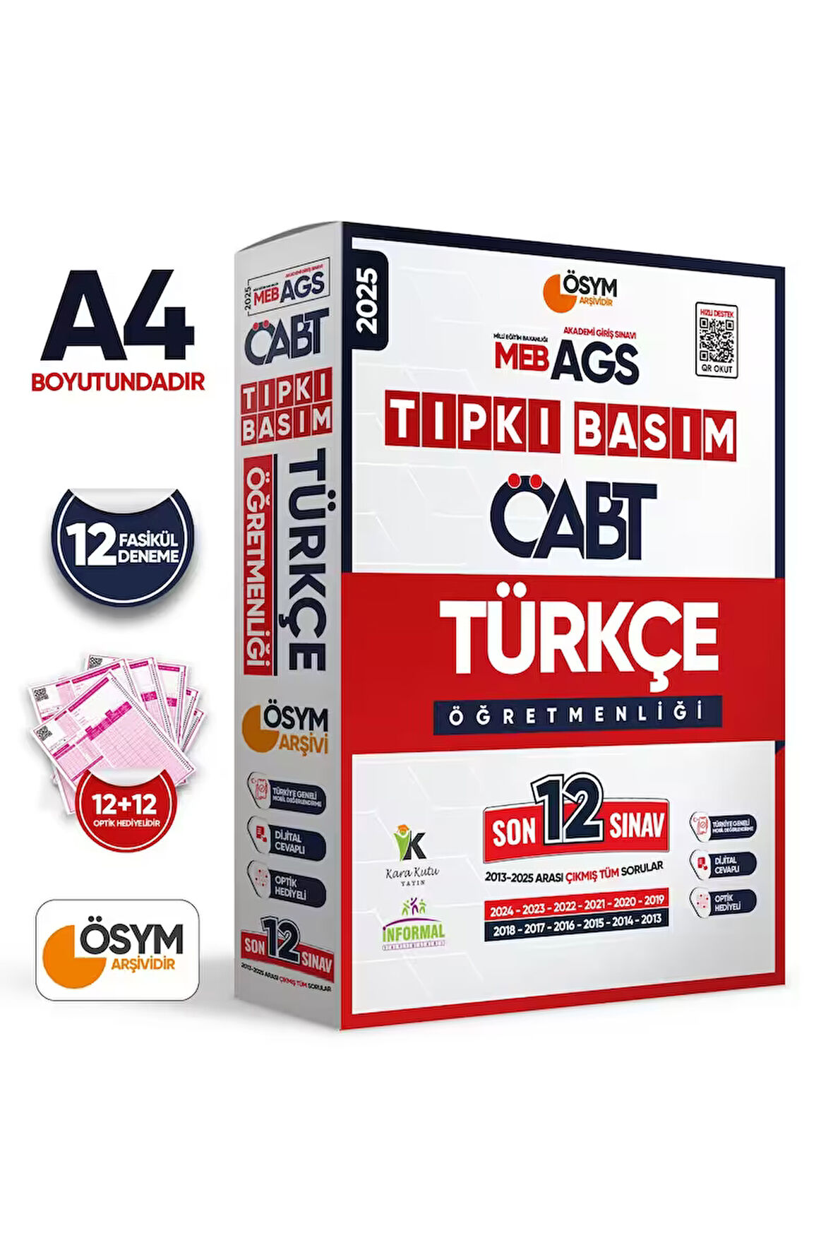 2025 MEB-AGS ÖABT Türkçe Öğretmenliği ÖSYM Tıpkı Basım 12li Deneme Paketi Dijital Çözümlü