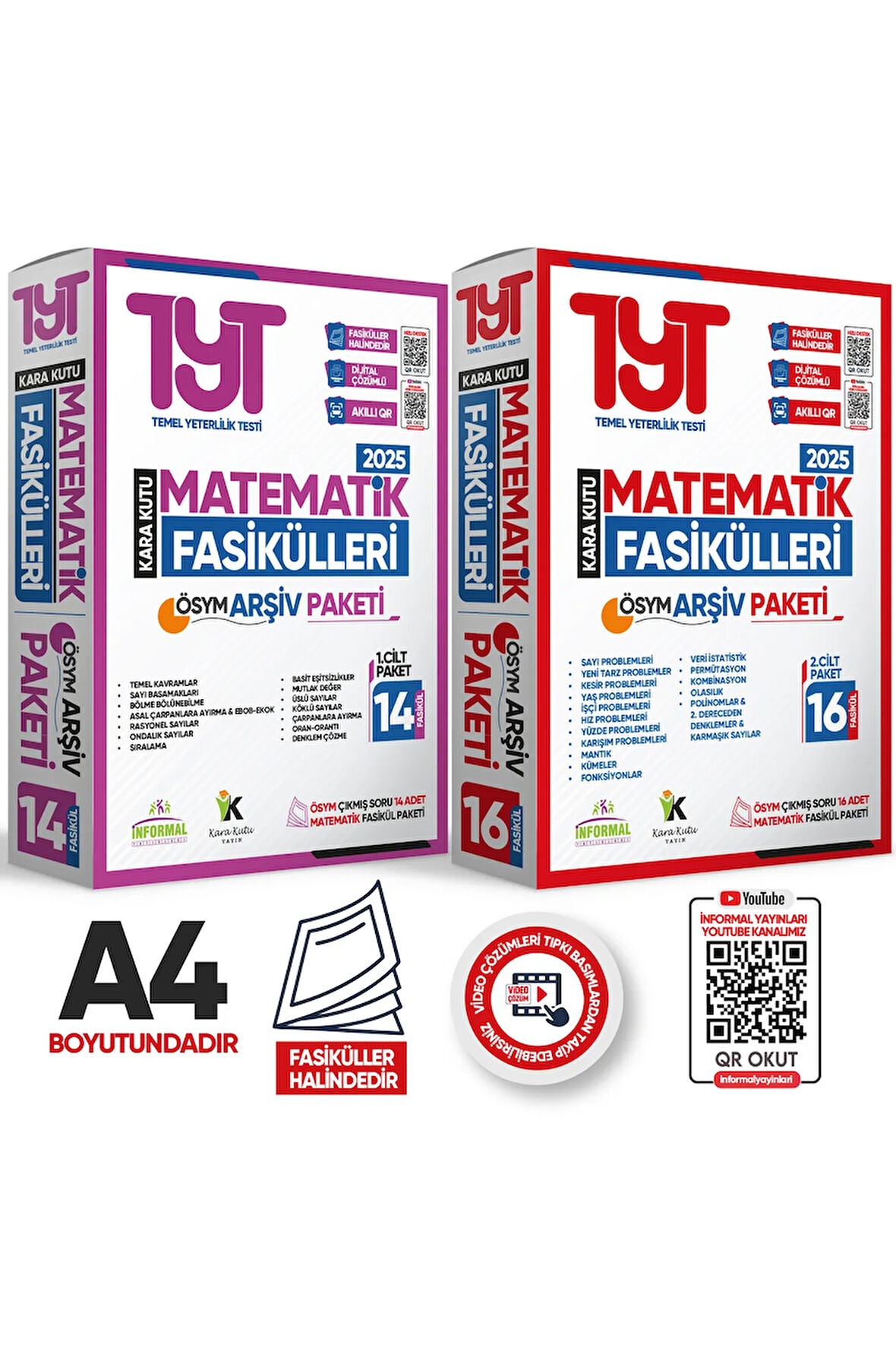 2025 TYT MATEMATİK Kara Kutu 1 ve 2.Cilt Fasikül SETİ (30lu) ÖSYM Çıkmış Soru Bankası Çözümlü PAKET