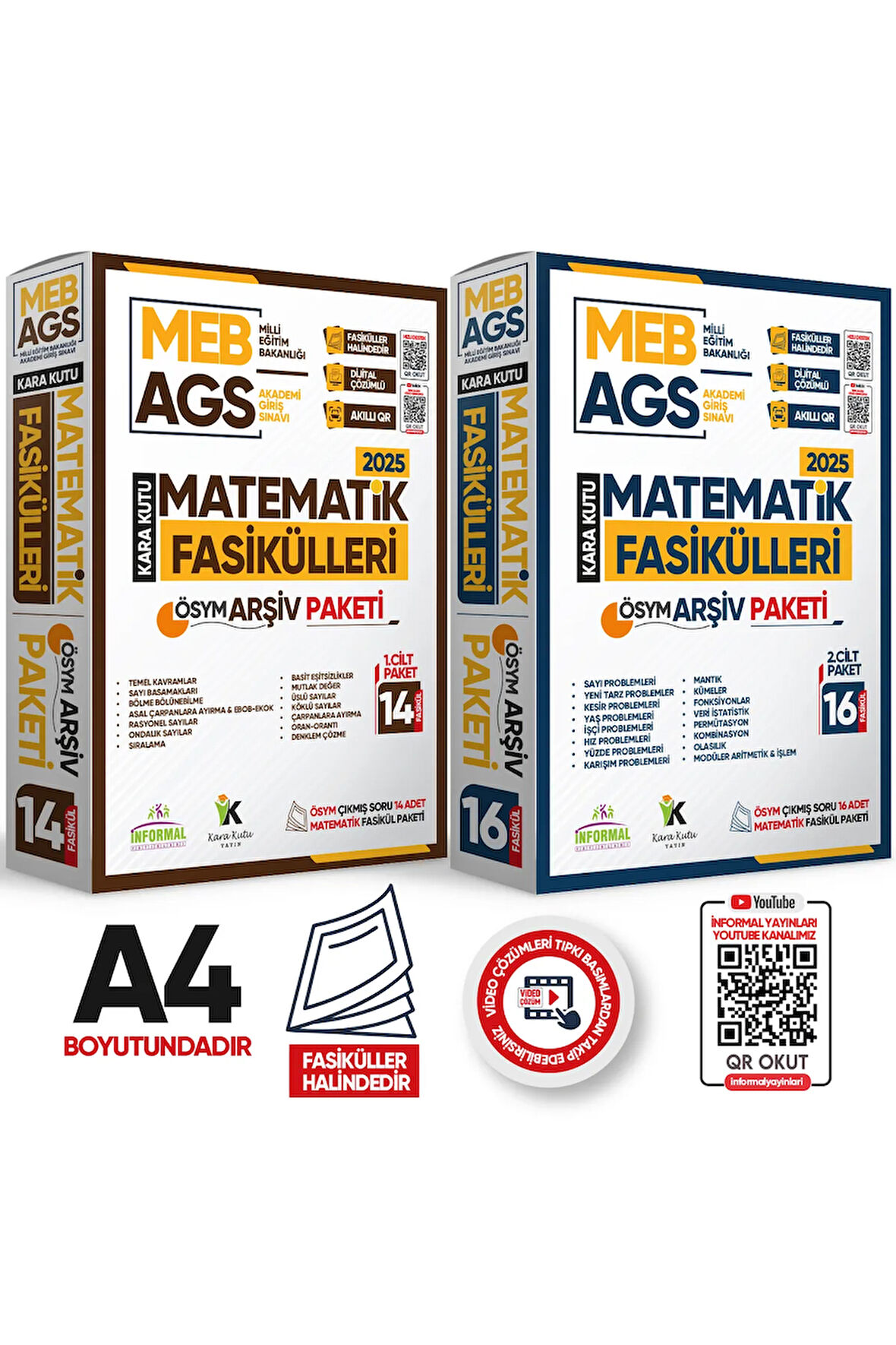 2025 MEB-AGS MATEMATİK Kara Kutu 1 ve 2.Cilt Fasikül SETİ (30lu) ÖSYM Çıkmış Soru Bankası Çözümlü
